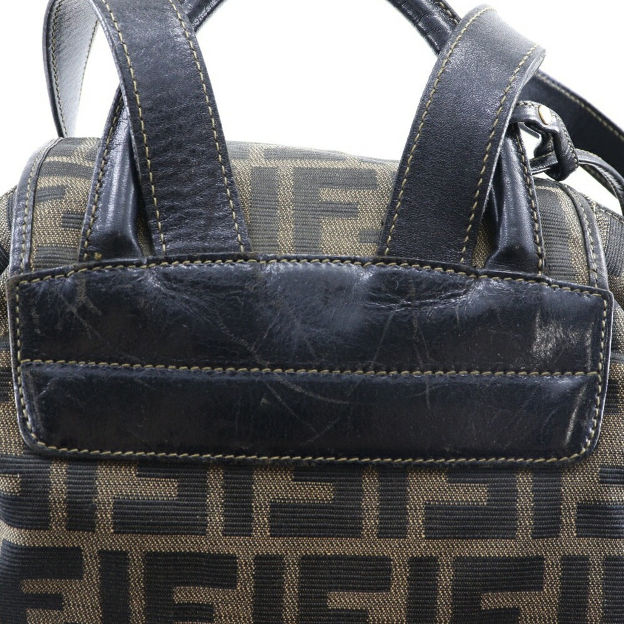 Fendi Brown Canvas Leather Backpack