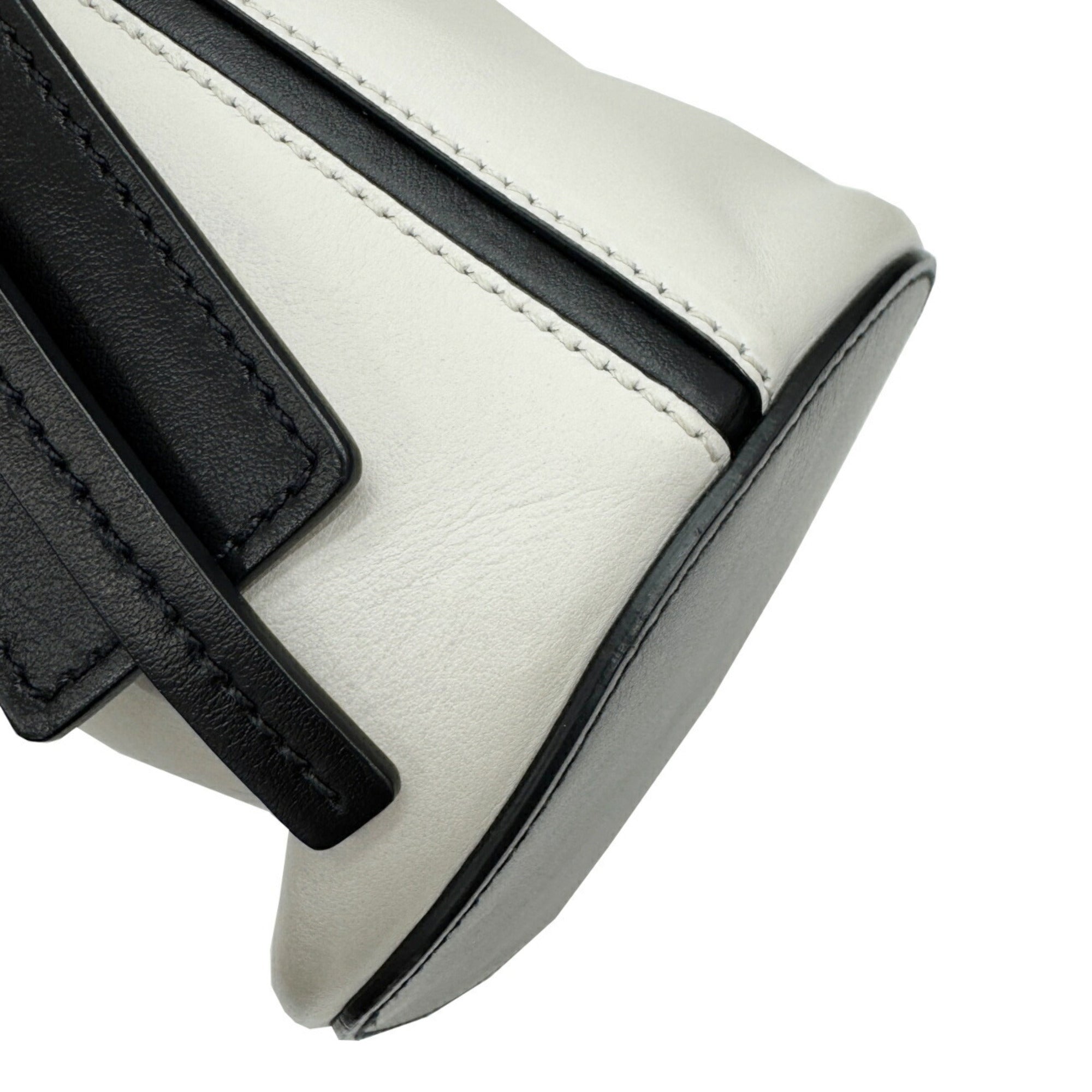Prada Black White Leather Handbag Shoulder Bag