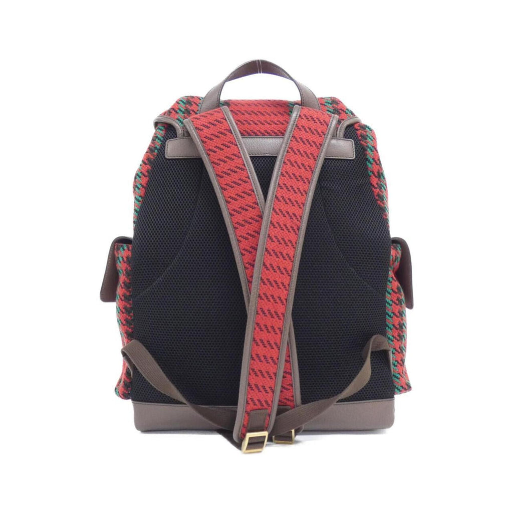 Gucci Red Color Wool Leather Backpack (Pre-Owned)