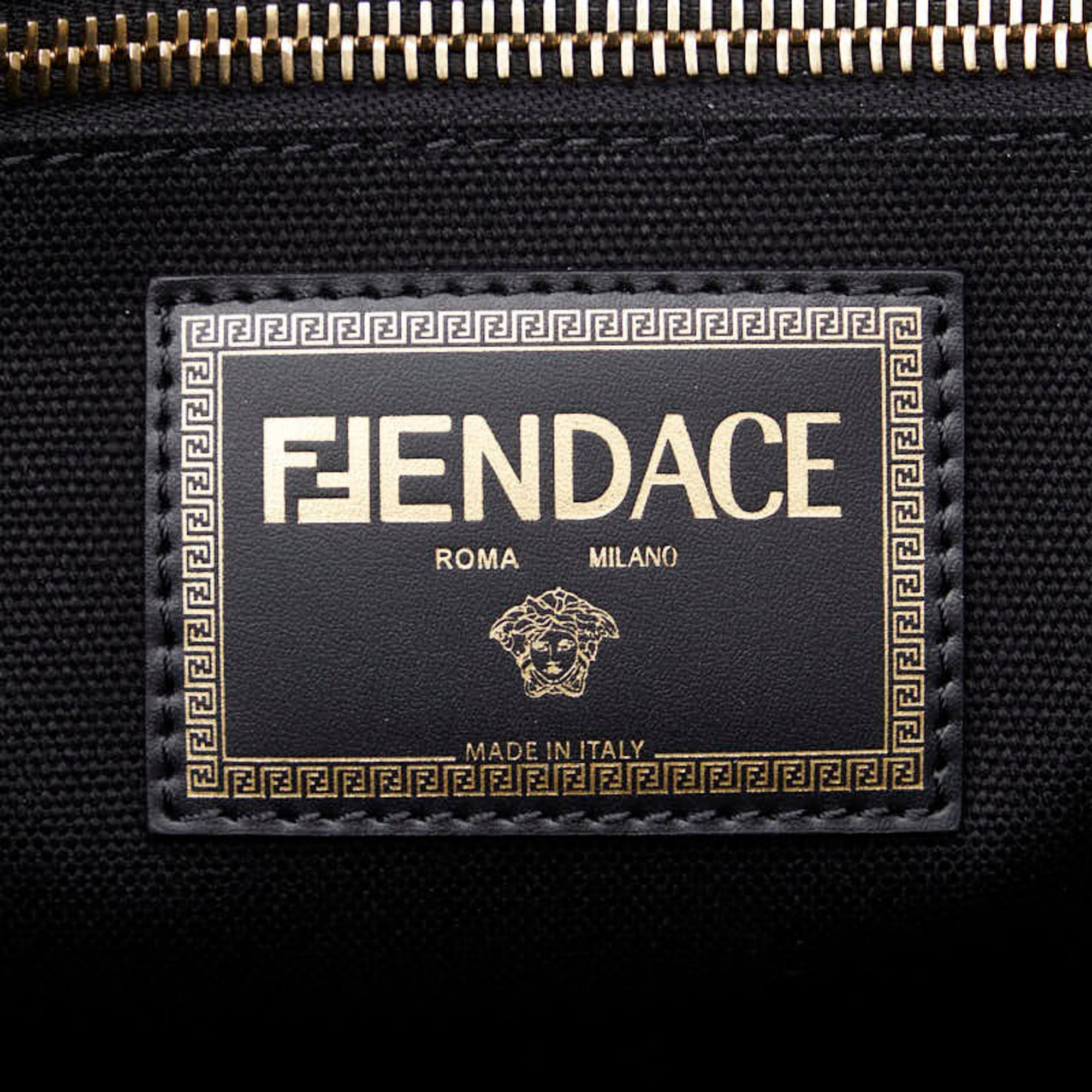 Fendi Black Yellow Canvas Shoulder Bag Tote Bag