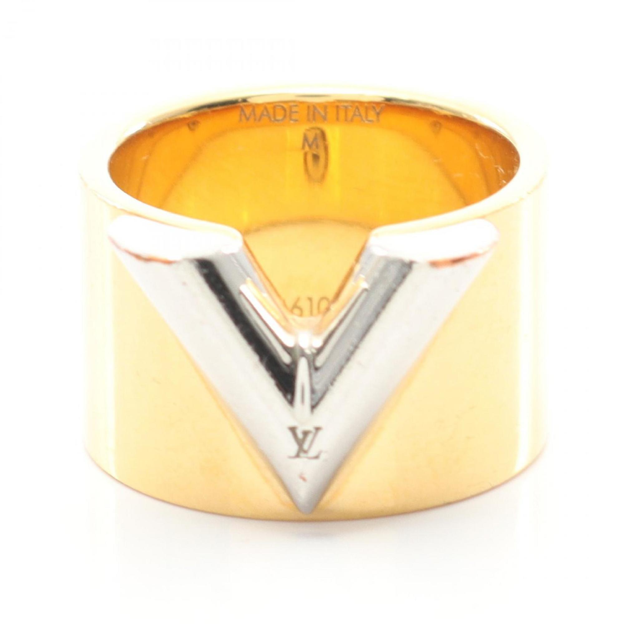 Louis Vuitton Gold Silver Gold Plating Stainless Steel Band Ring