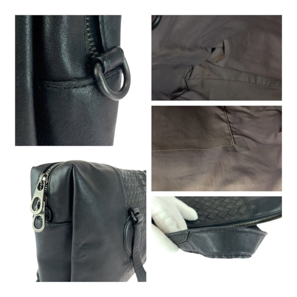 Bottega Veneta Black Leather Briefcase Shoulder Bag