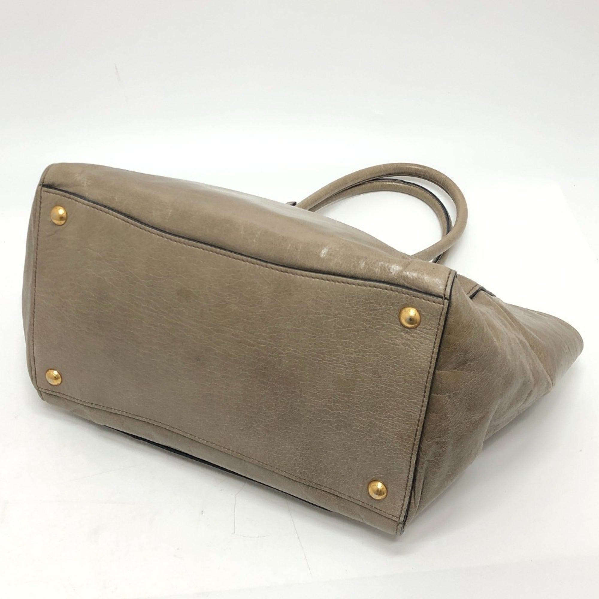 Prada Brown Leather Handbag Shoulder Bag Tote Bag