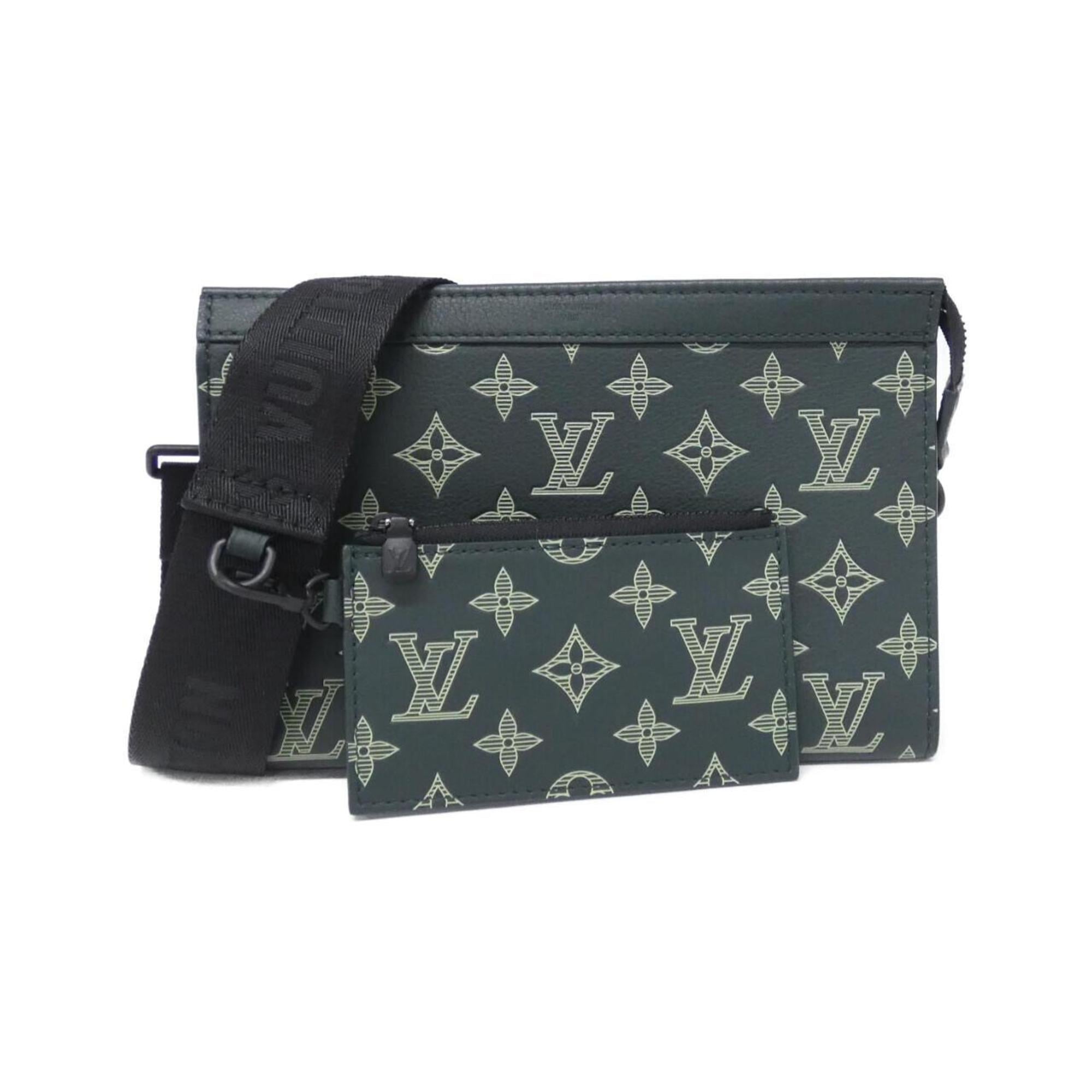 Louis Vuitton Green Leather Pouch Shoulder Bag