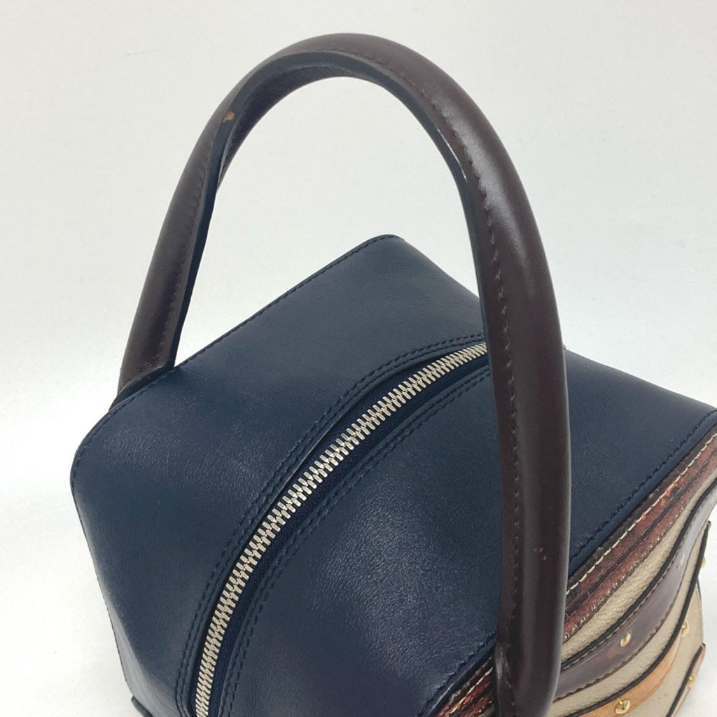 Louis Vuitton Beige Black Leather Handbag