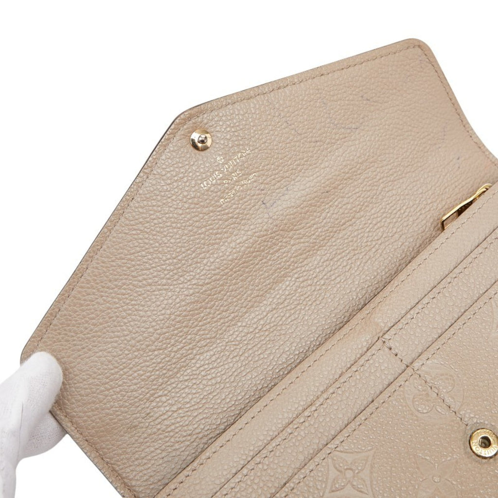 Louis Vuitton Beige Leather Long Wallet (Tri-Fold)