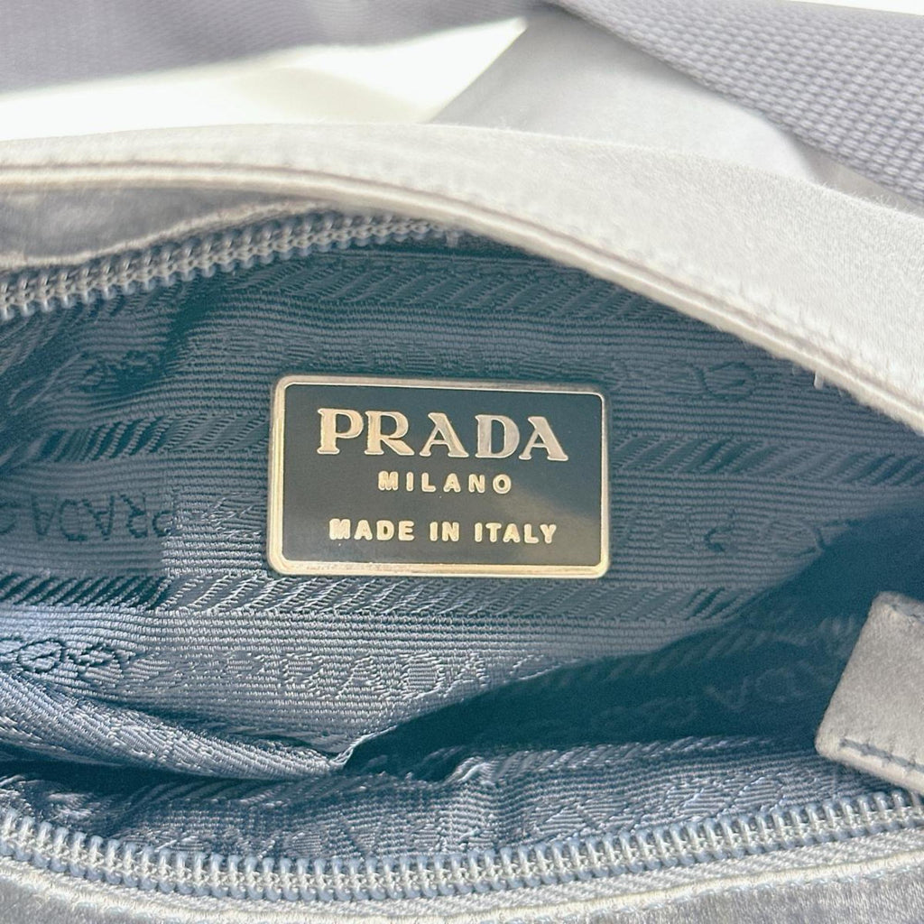 Prada Gray Satin Pochette Shoulder Bag