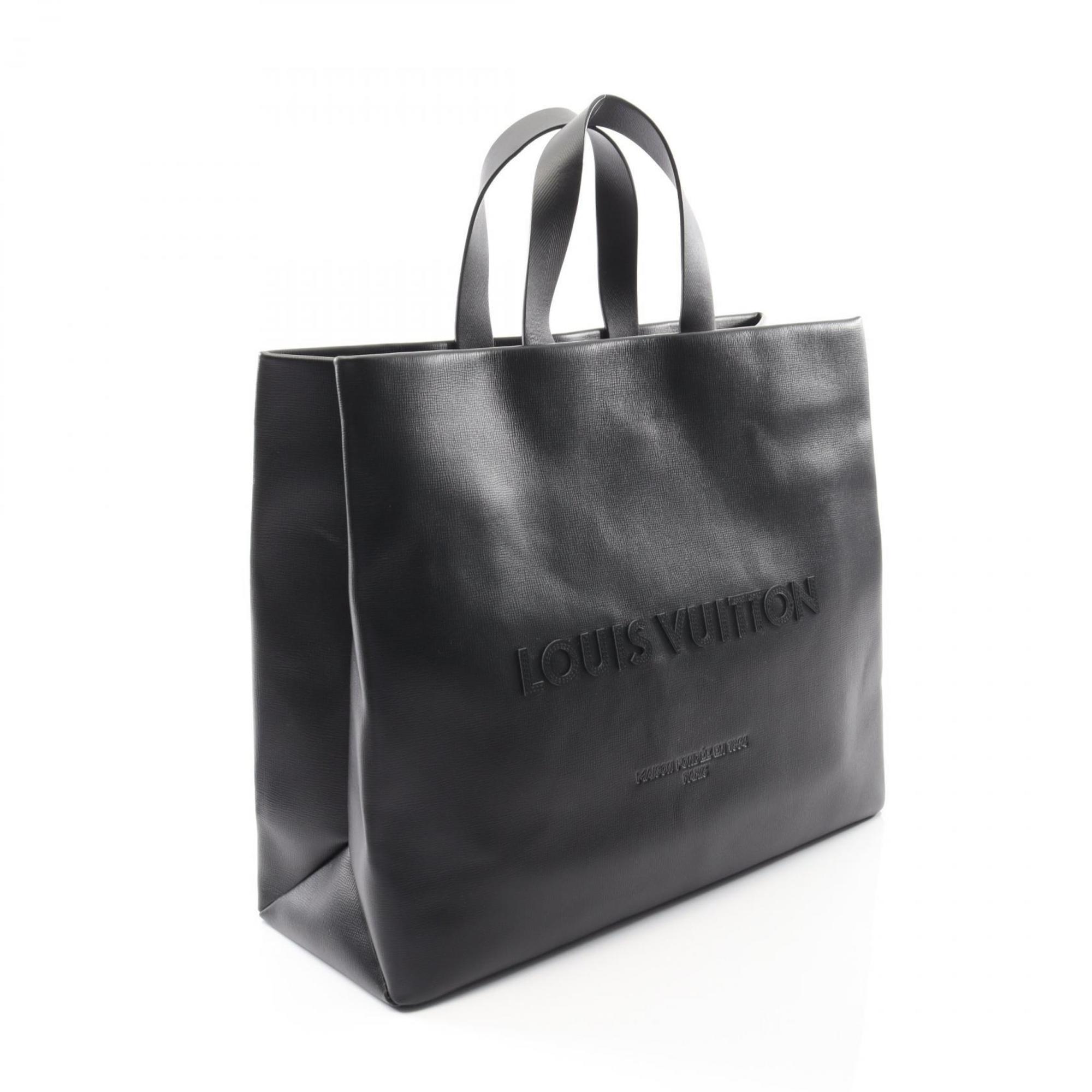 Louis Vuitton Black Leather Tote Bag