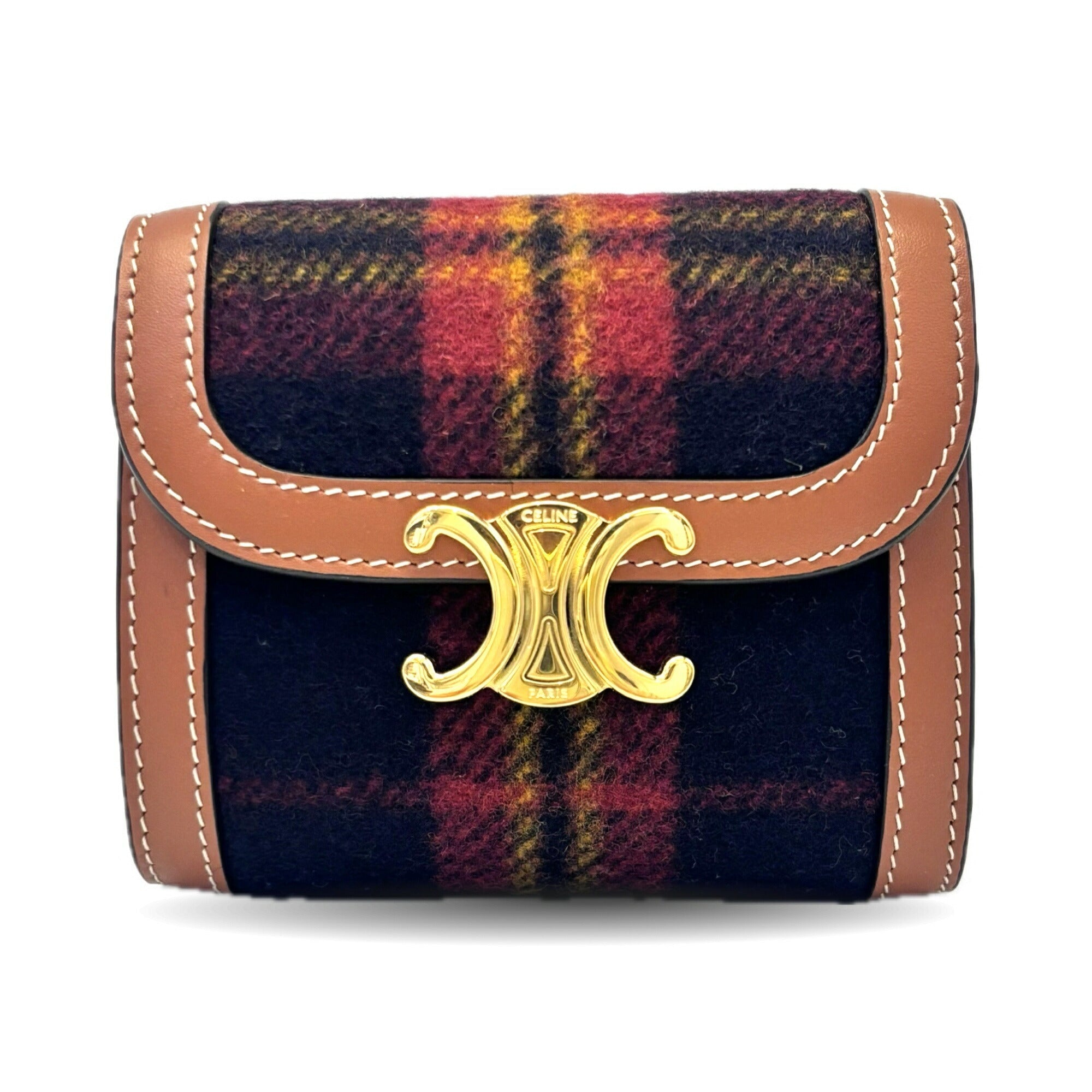 Celine Red Color Fabric Leather Wallet (Bi-Fold)