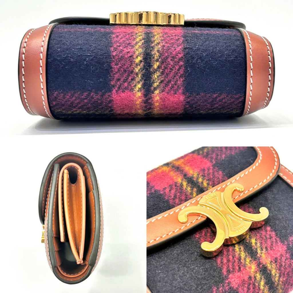 Celine Red Color Fabric Leather Wallet (Bi-Fold)