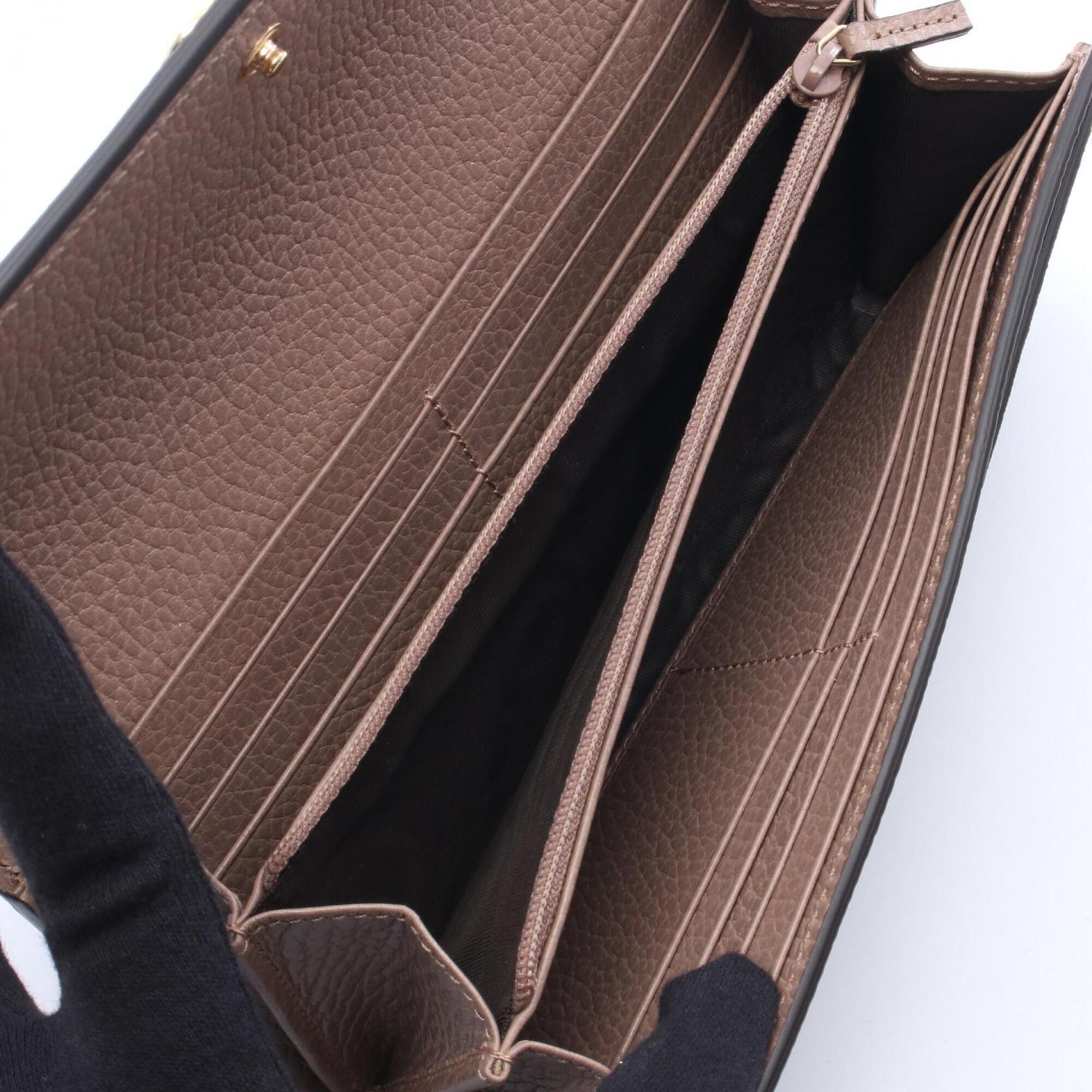 Gucci Beige Brown Pink Leather Pvc Long Wallet (Bi-Fold) (Pre-Owned)