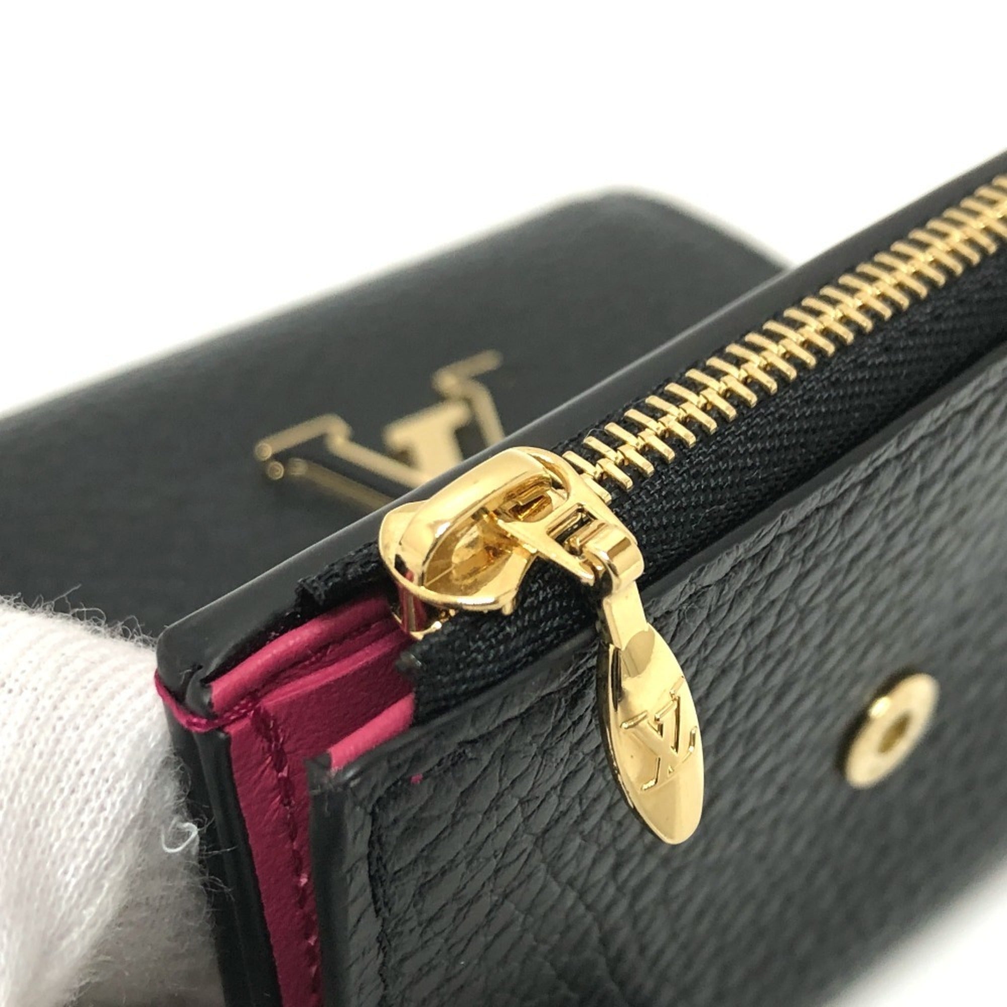 Louis Vuitton Bicolor Black Noir Pink Leather Coin Purse/Coin Case