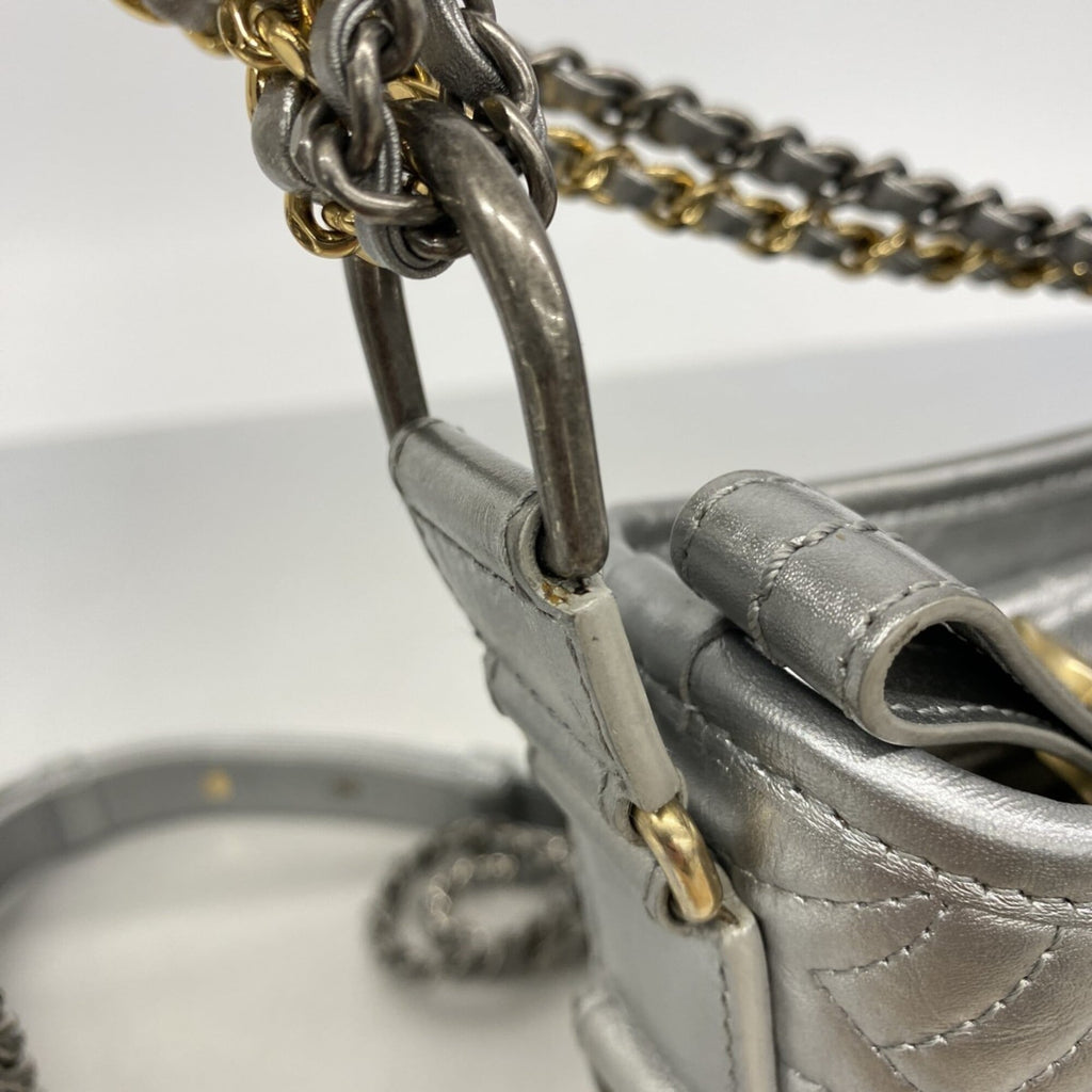 Chanel Silver Leather Shoulder Bag