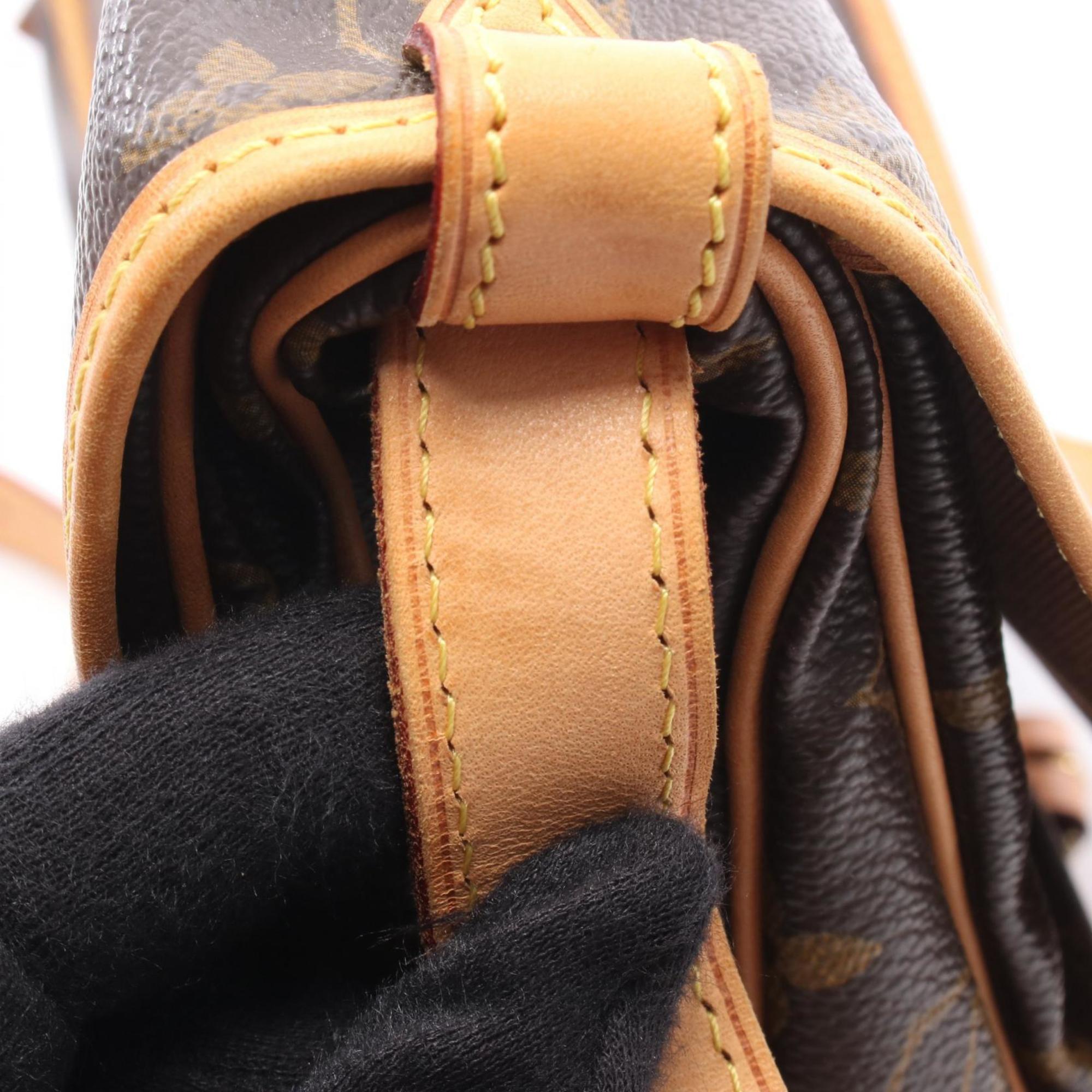 Louis Vuitton Brown Coated Canvas Leather Shoulder Bag