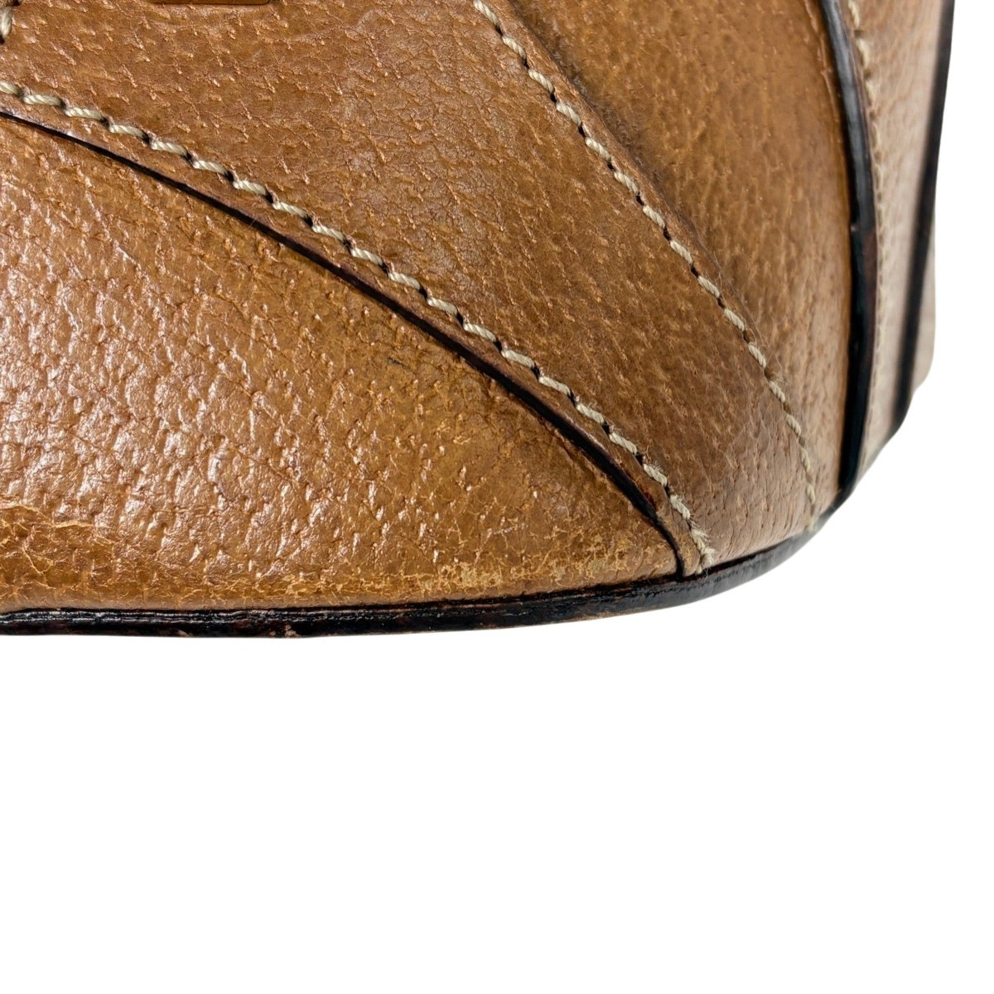 Gucci Gg Canvas Brown Gg Canvas Leather Handbag (Pre-Owned)