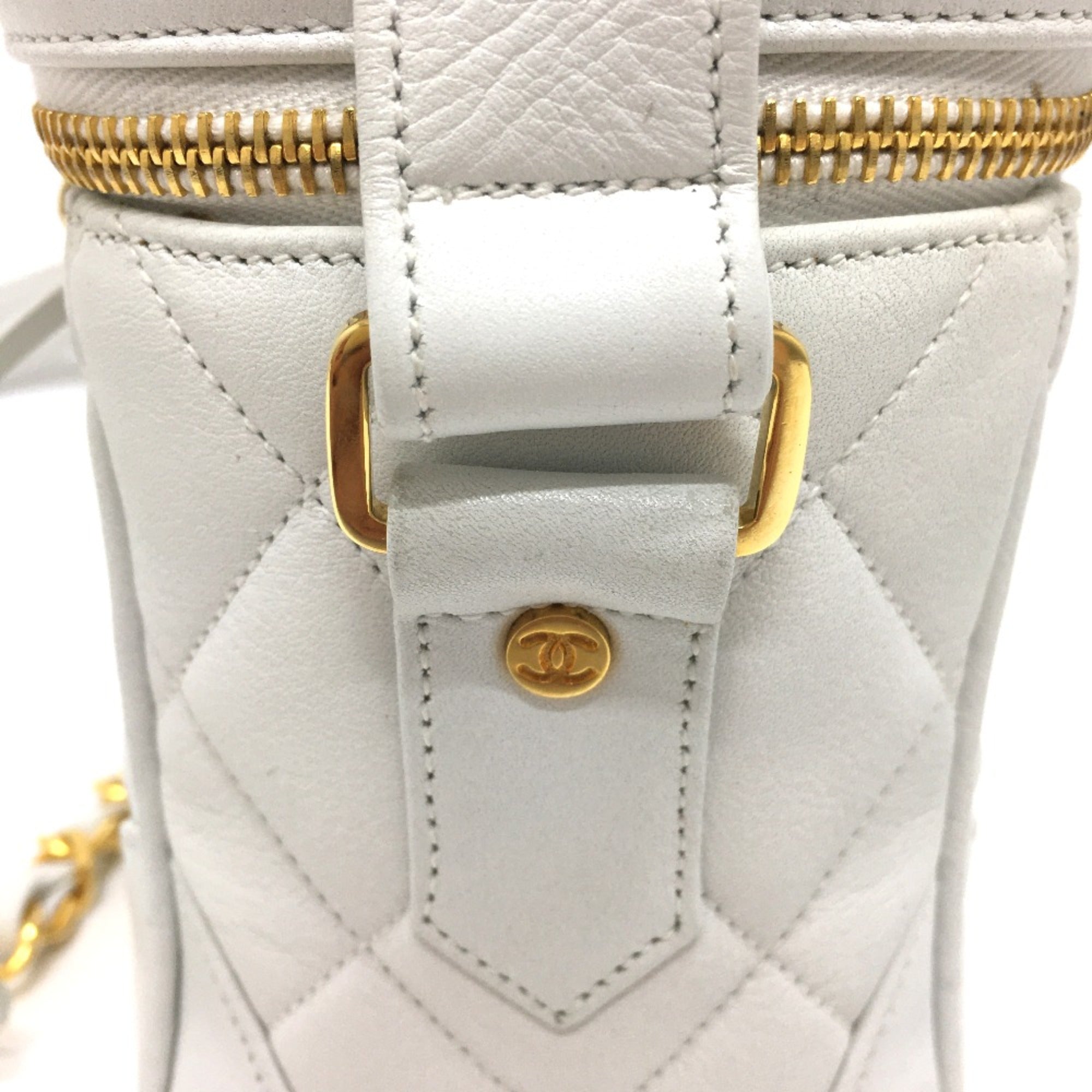 Chanel White Leather Shoulder Bag