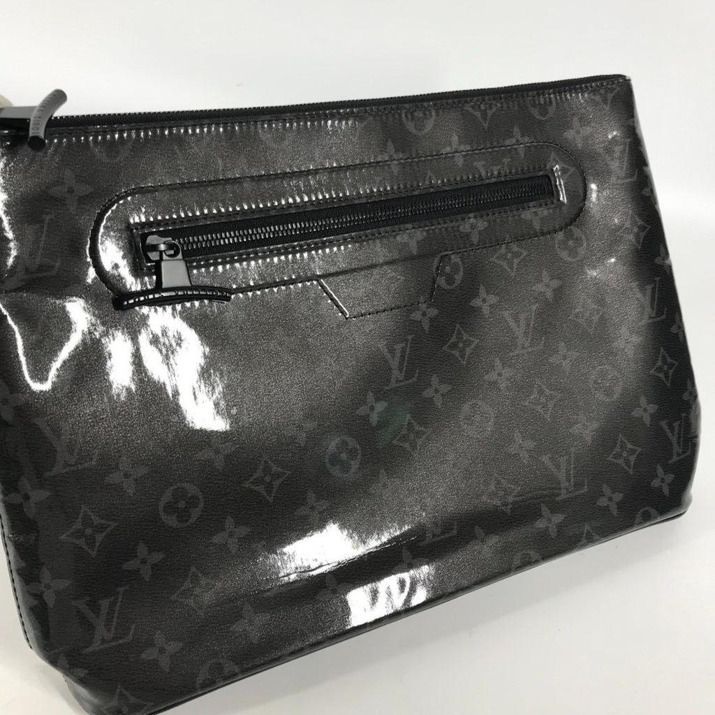 Louis Vuitton Black Vinyl Leather Clutch Bag Pochette Pouch