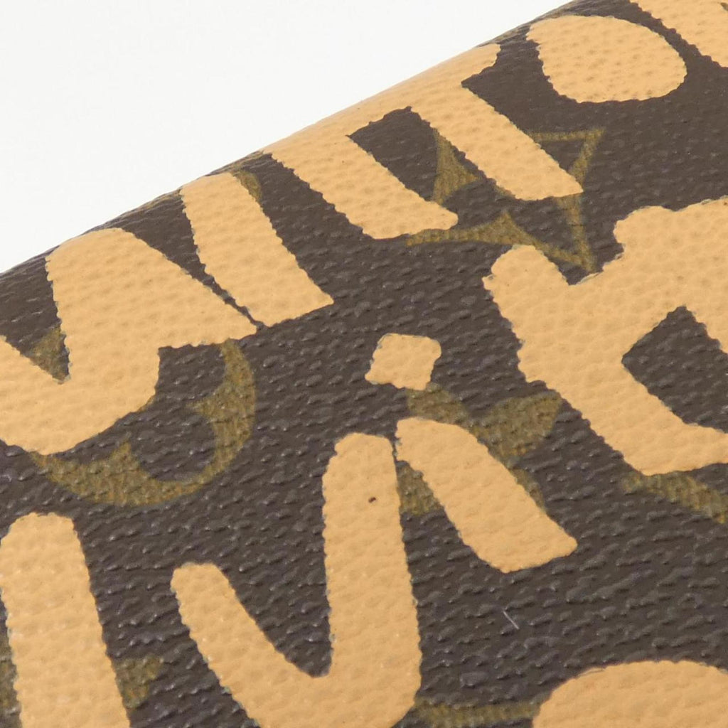 Louis Vuitton Monogram Graffiti Marron Peach Coated Canvas Long Wallet