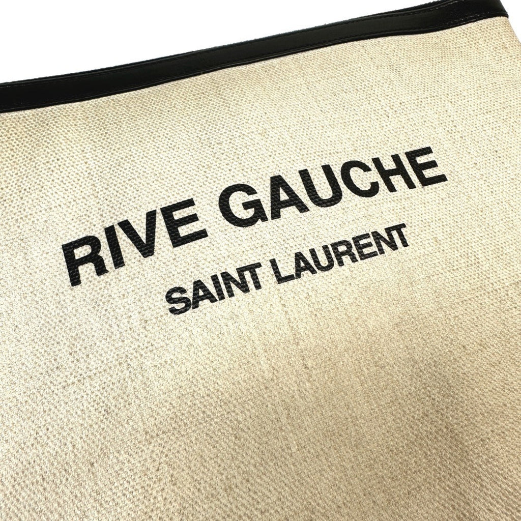 Saint Laurent Black Gray Coated Canvas Leather Clutch Bag Pouch (Pre-Owned)