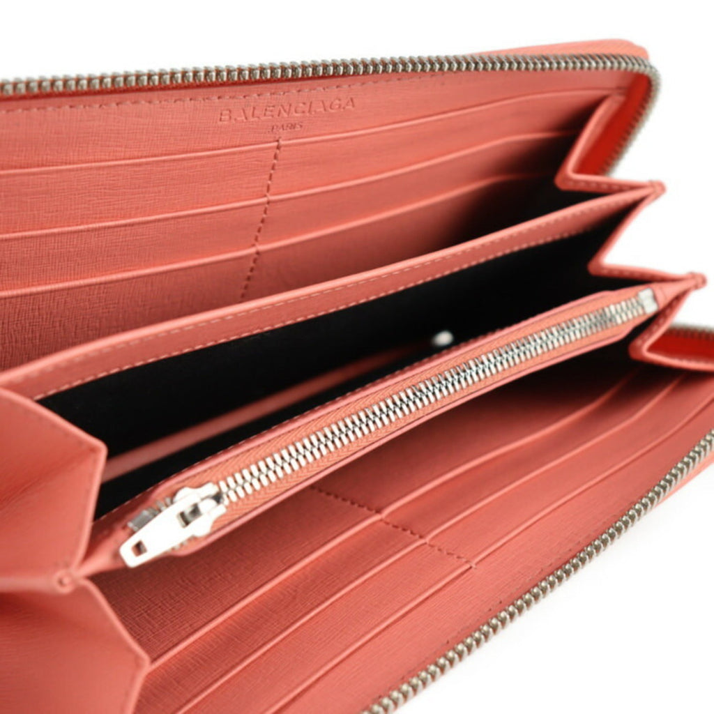 Balenciaga Pink Salmon Pink Leather Long Wallet (Bi-Fold)