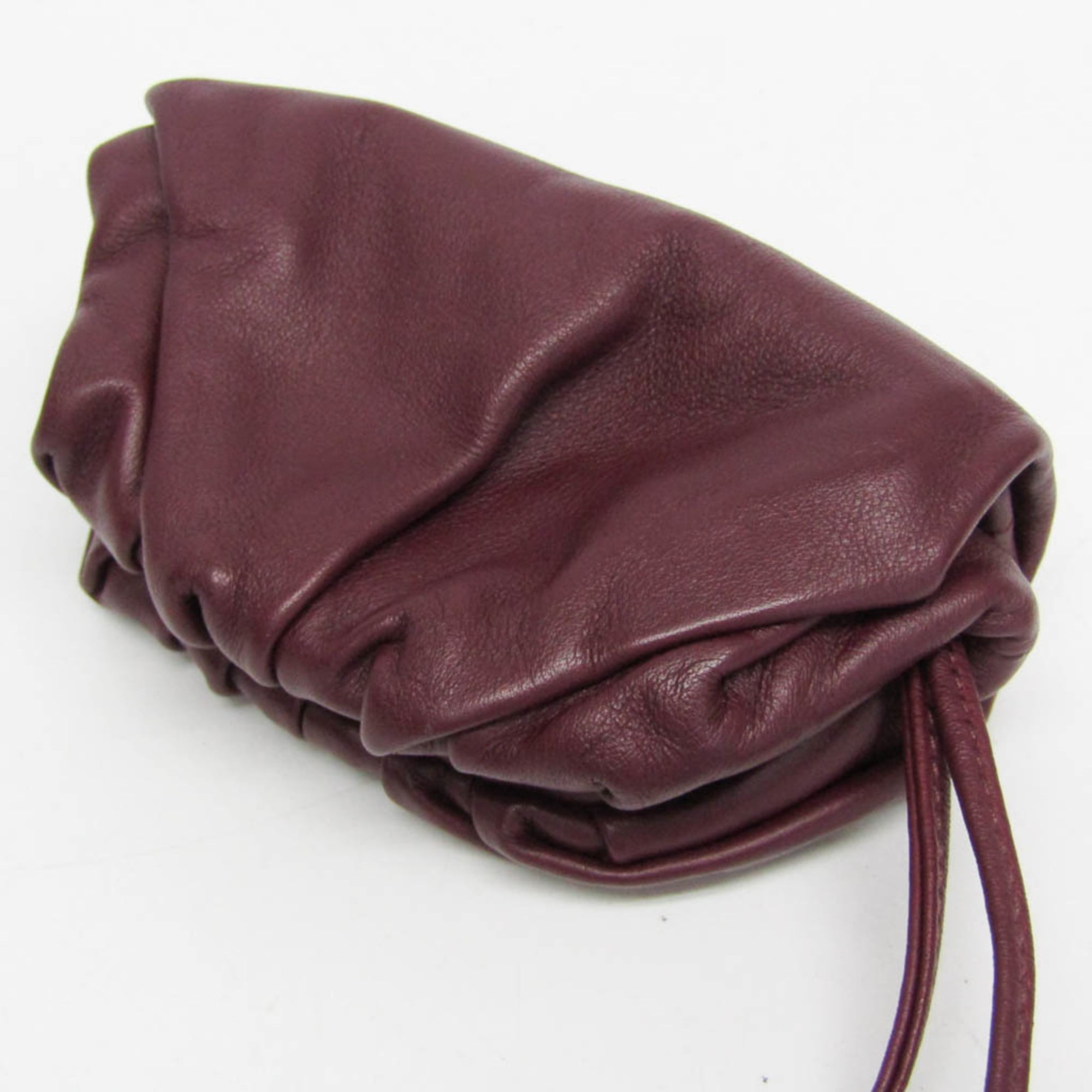 Bottega Veneta The Pouch Leather Burgundy Leather Clutche & Pouche Bag