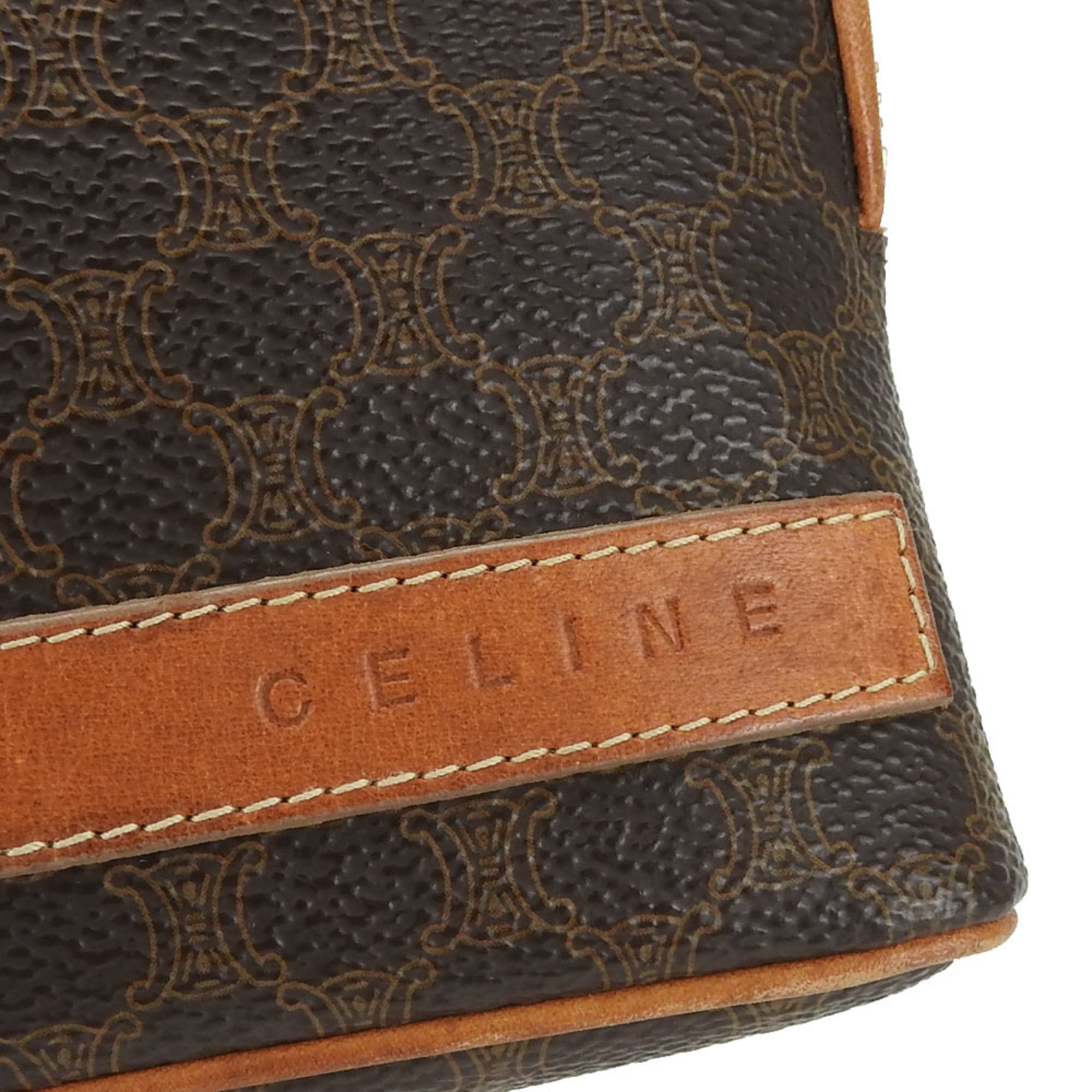 Celine Macadam Brown Pvc Leather Pouch