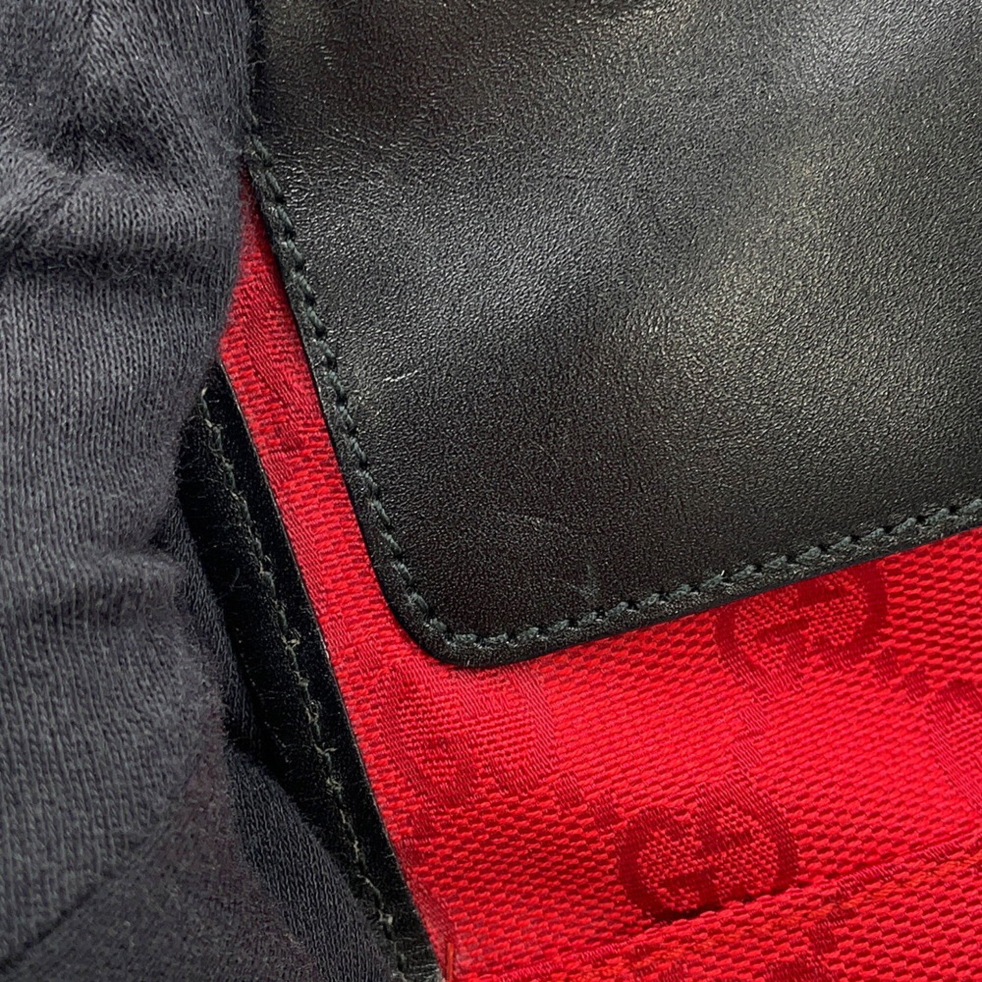 Gucci Black Red Color Gg Canvas Leather Handbag Shoulder Bag (Pre-Owned)
