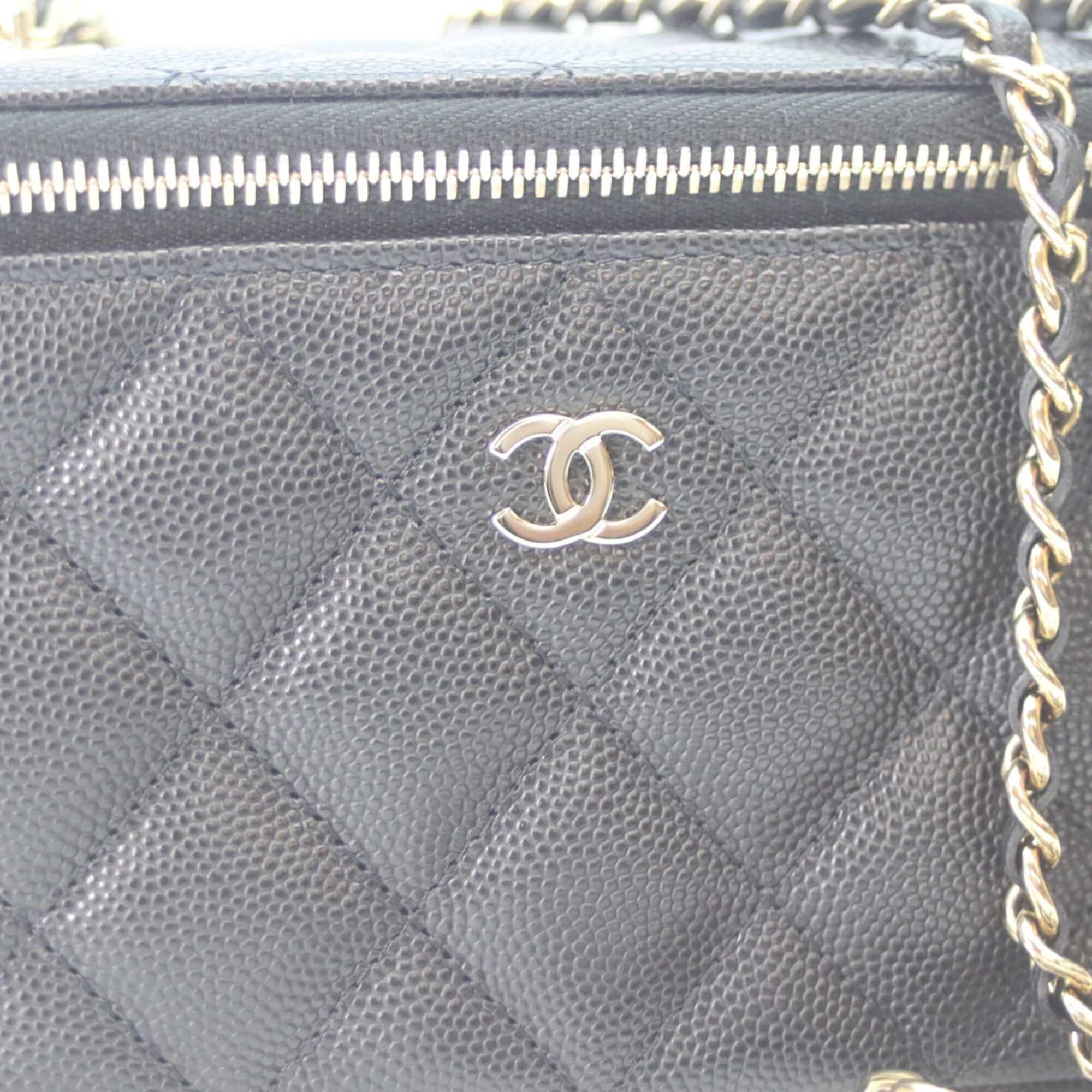 Chanel Black Grained Calfskin Shoulder Bag