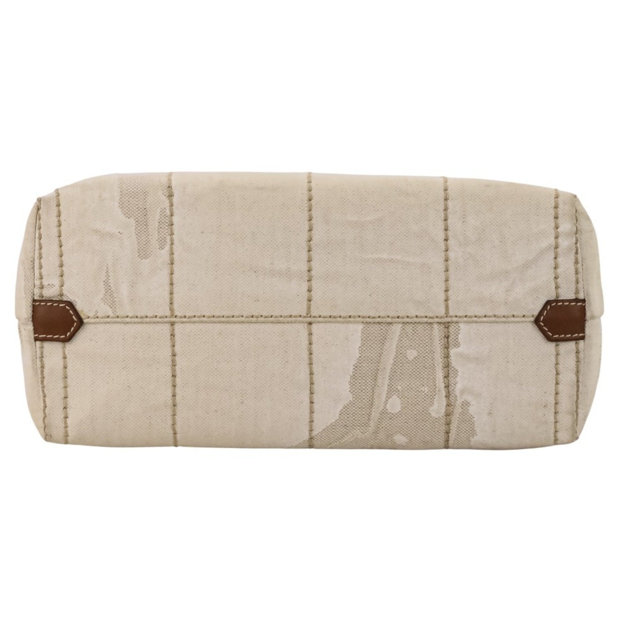 Prada Brown Off-White Coated Canvas Tote Bag