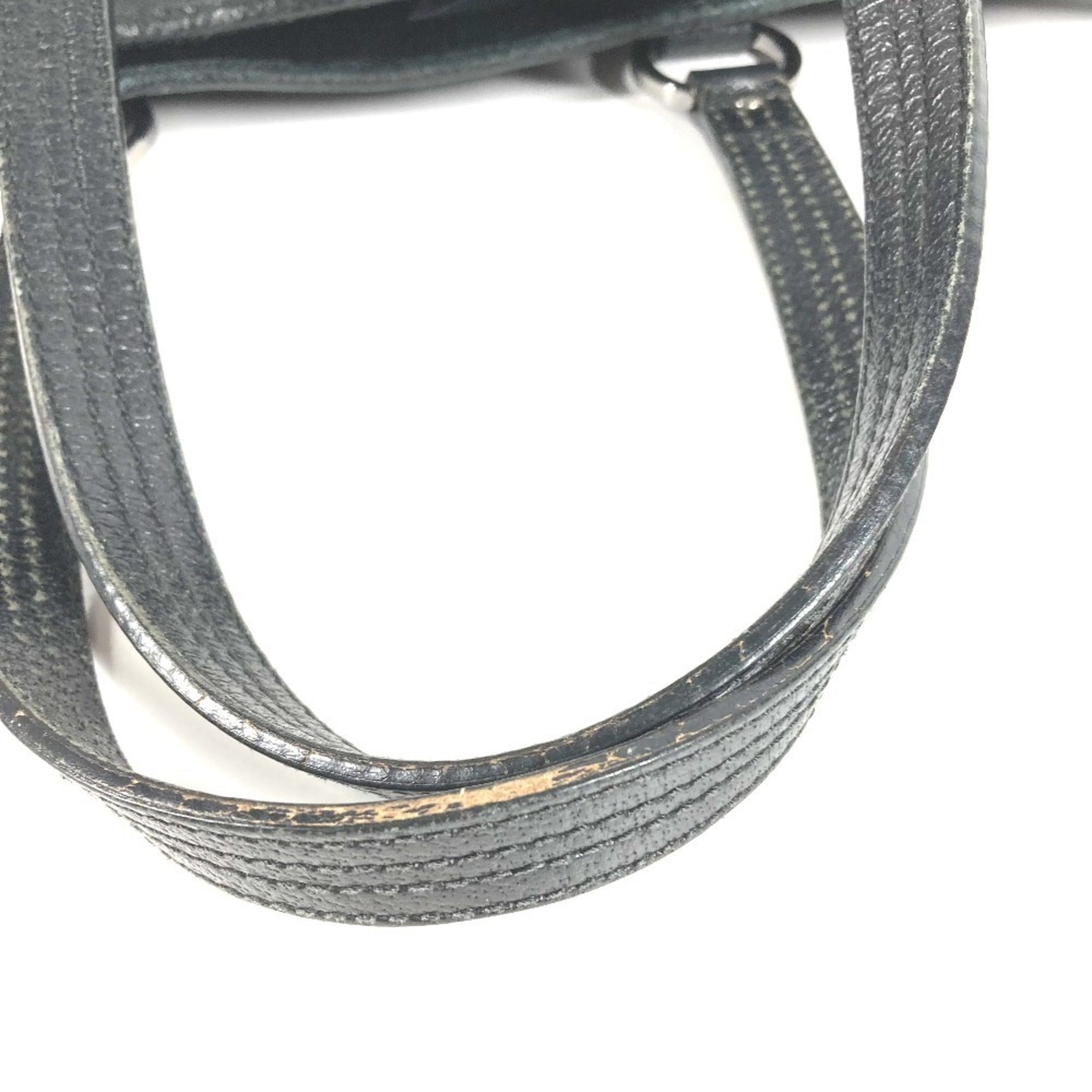 Gucci Black Gray Gg Canvas Leather Shoulder Bag Tote Bag (Pre-Owned)
