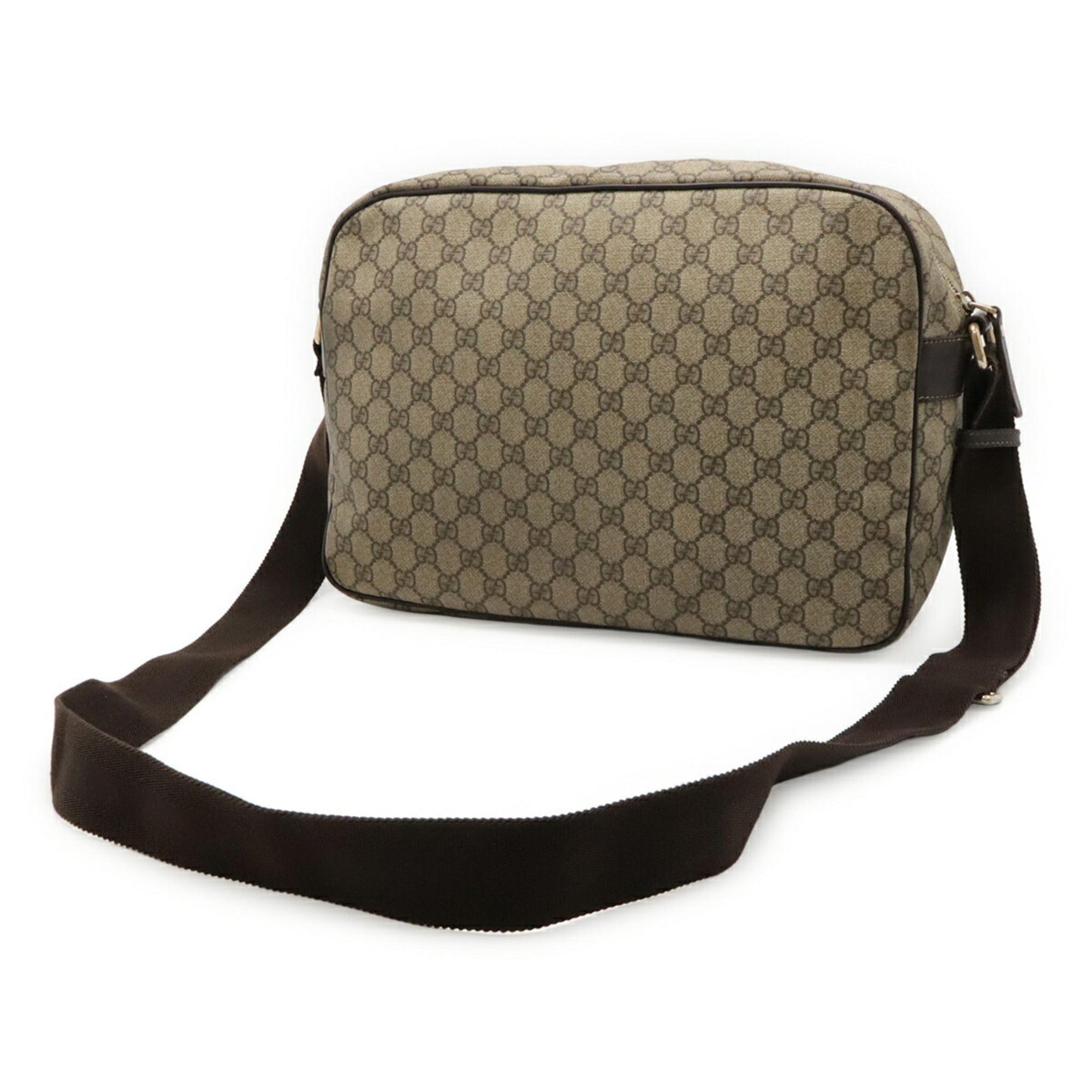Gucci Gg Plus Beige Dark Brown Gg Supreme Leather Shoulder Bag (Pre-Owned)