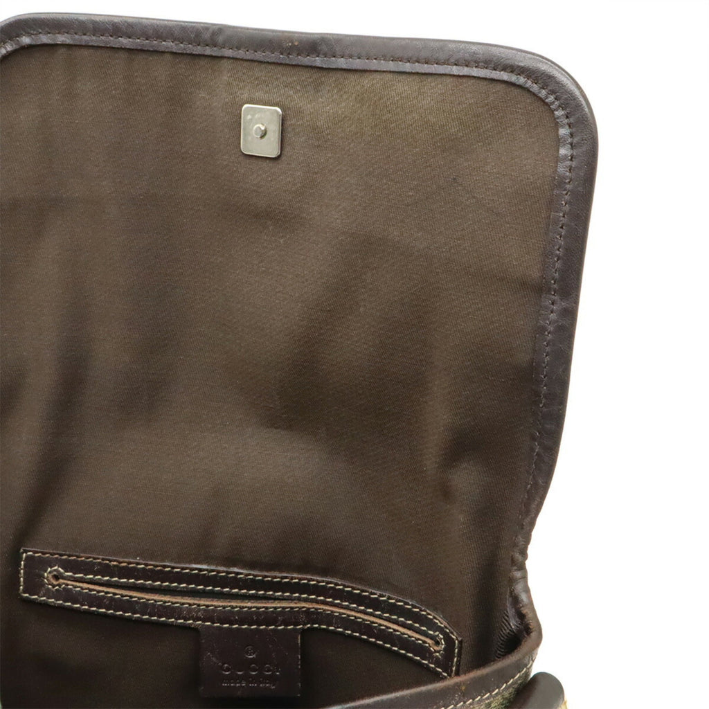 Gucci Gg Plus Beige Dark Brown Gg Supreme Leather Pochette Shoulder Bag (Pre-Owned)