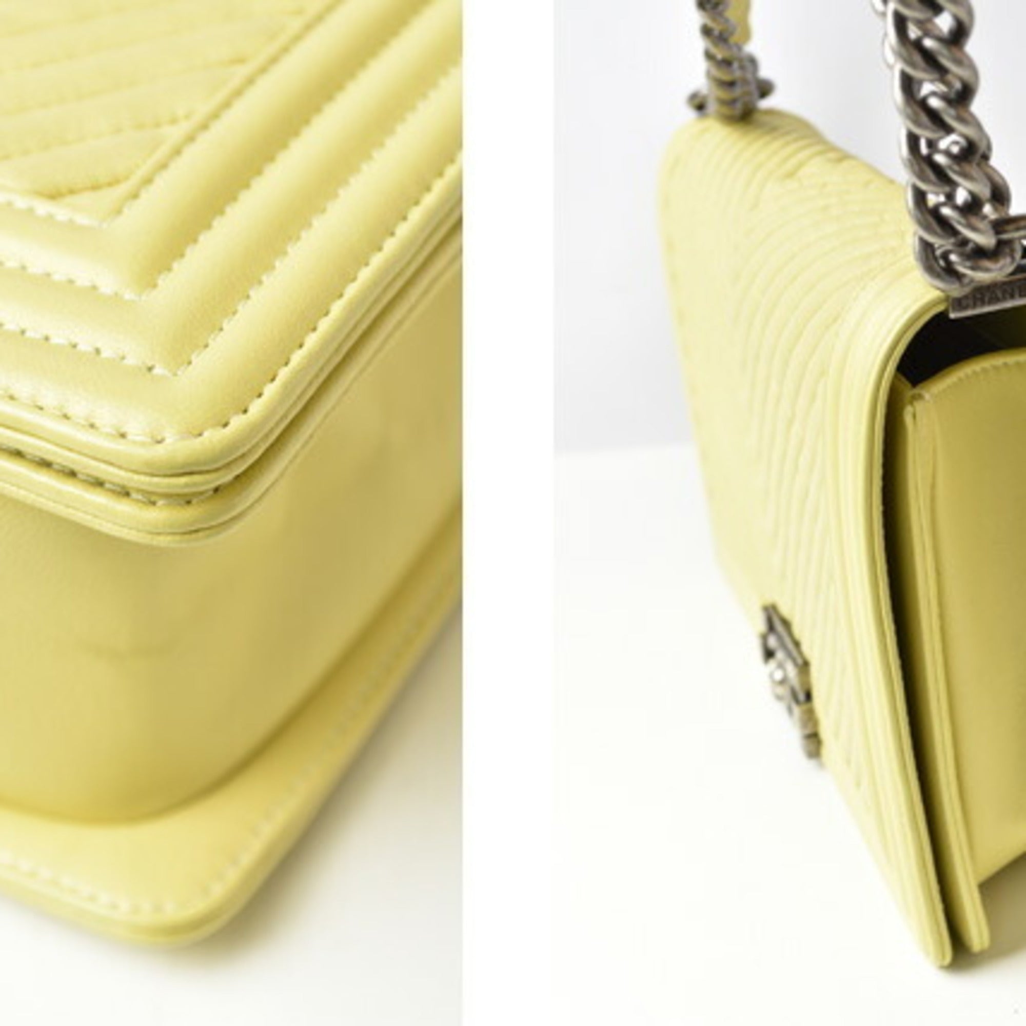 Chanel Yellow Leather Clutch Bag Shoulder Bag