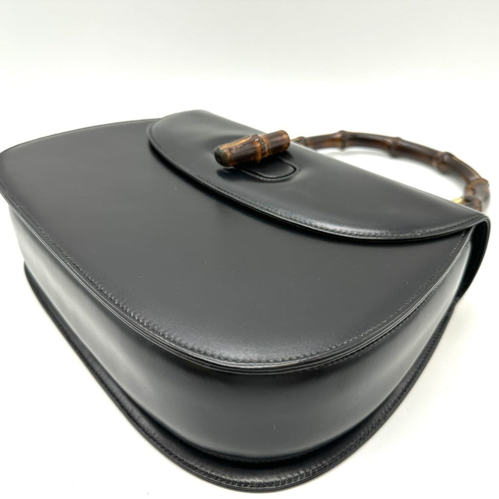 Gucci Black Bamboo Leather Handbag (Pre-Owned)