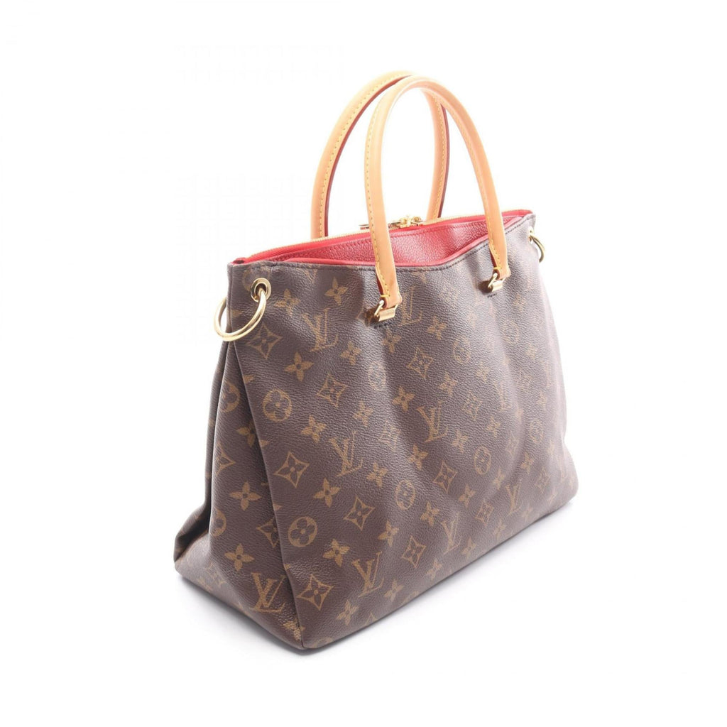 Louis Vuitton Brown Cerise Red Color Coated Canvas Leather Handbag
