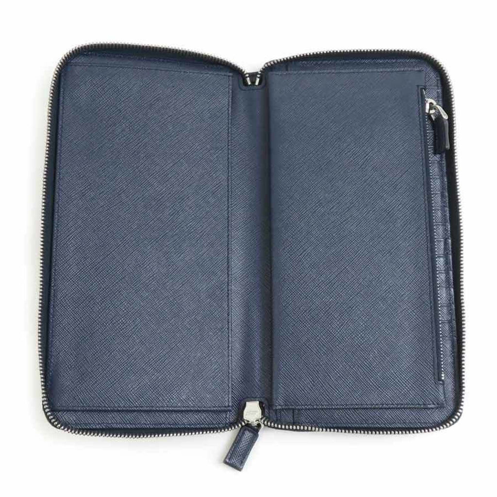Prada Navy Leather Long Wallet (Bi-Fold)