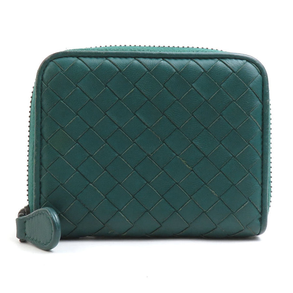 Bottega Veneta Dark Green Intrecciato Coin Purse/Coin Case