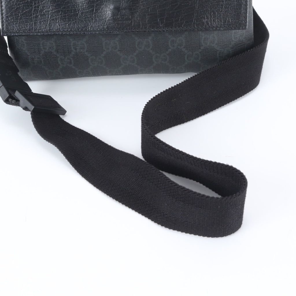 Gucci Black Leather Coated Canvas Fanny Pack Pouch Sling Bag (Pre-Owned)