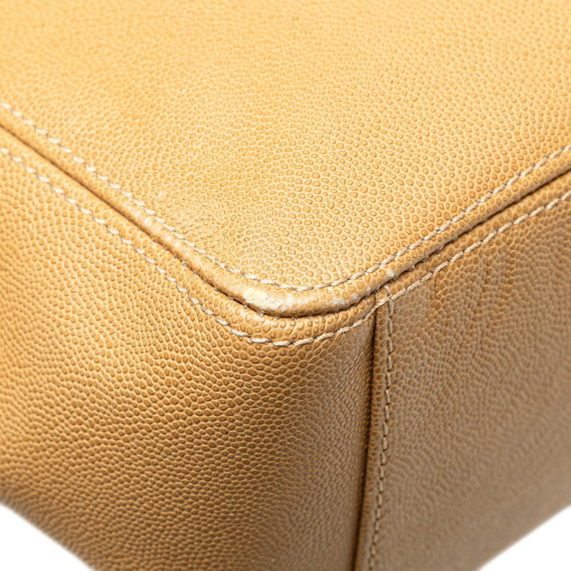 Chanel Beige Grained Calfskin Plastic Shoulder Bag Tote Bag