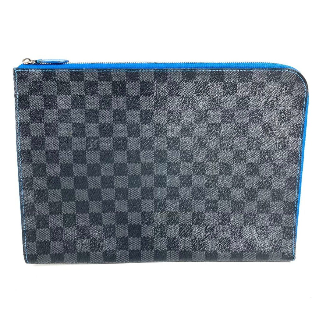 Louis Vuitton Black Blue Damier Graphite Clutch Bag Pochette Pouch