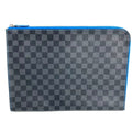 Louis Vuitton Black Blue Damier Graphite Clutch Bag Pochette Pouch