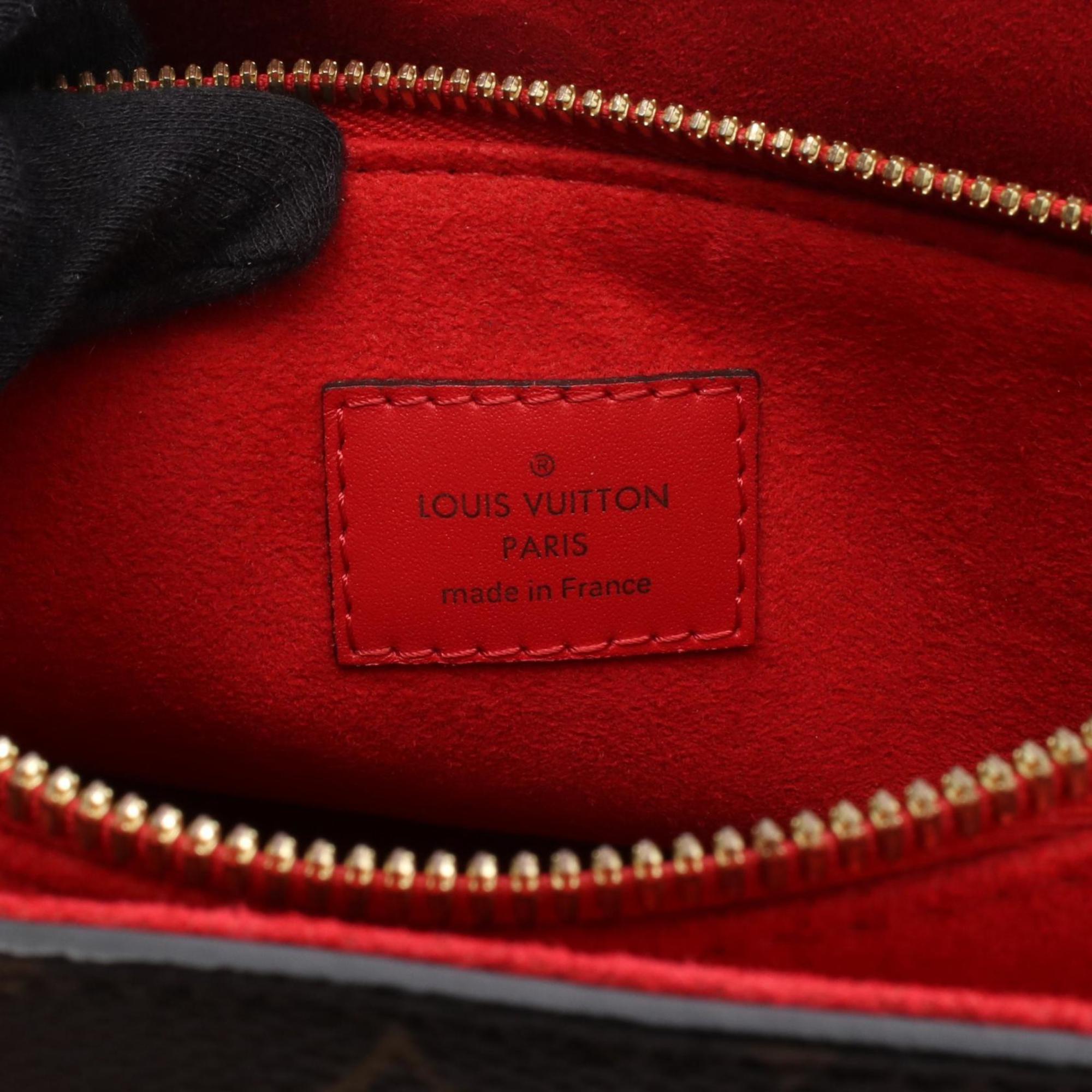 Louis Vuitton Brown Red Color Coated Canvas Pvc Leather Monogram Handbag