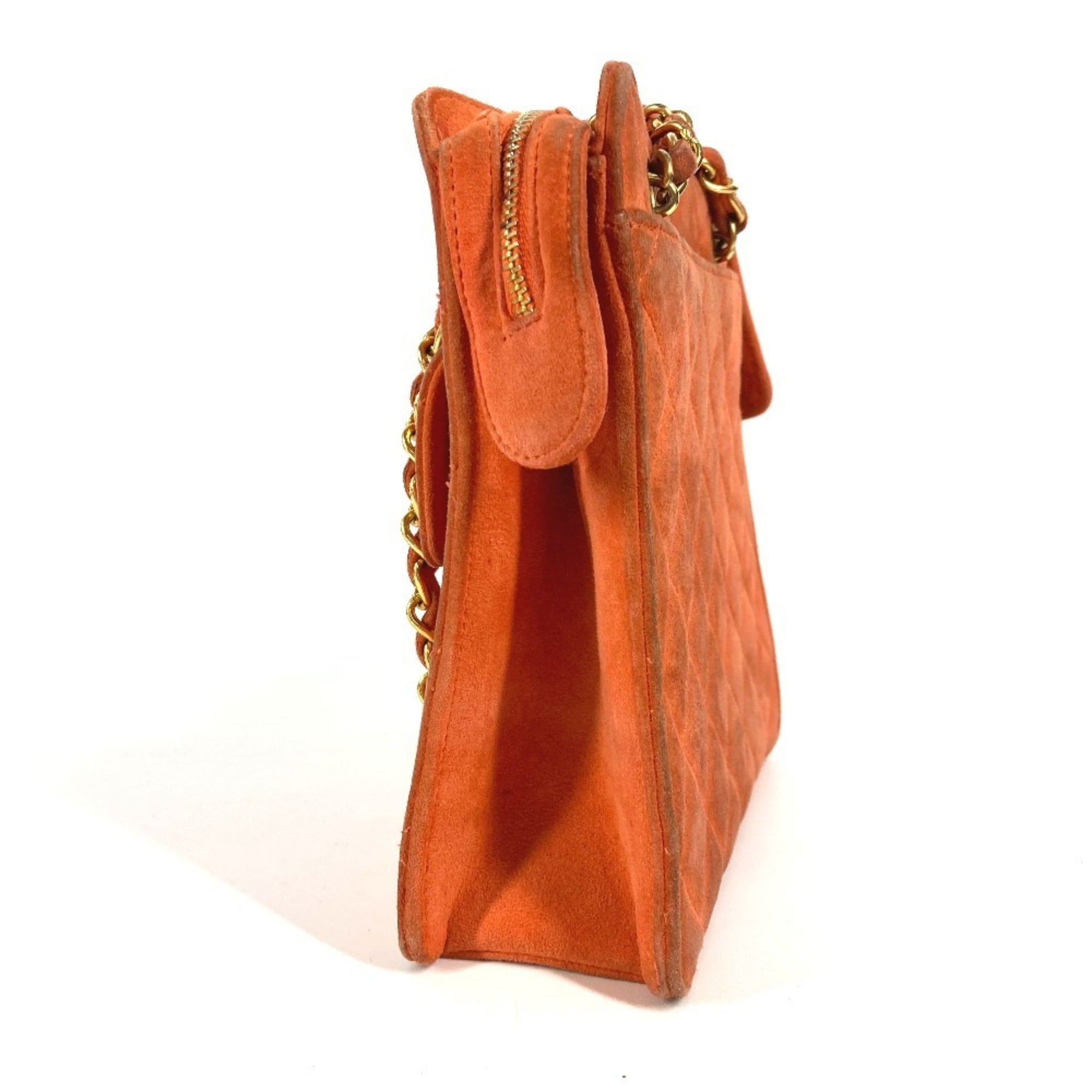Chanel Orange Suede Handbag Shoulder Bag
