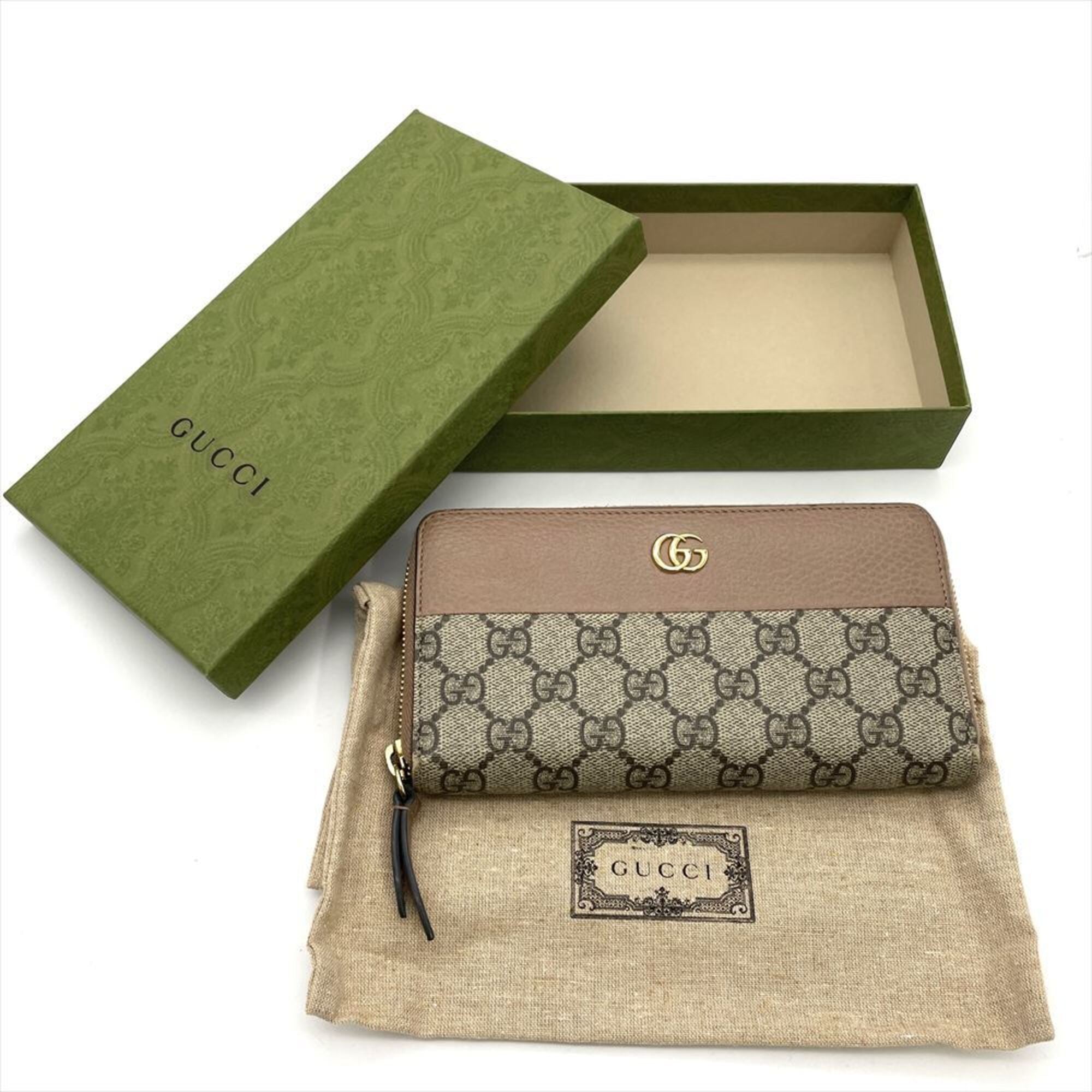 Gucci Beige Gg Leather Pvc Long Wallet (Bi-Fold) (Pre-Owned)