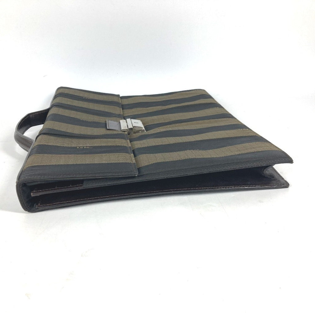 Fendi Black Brown Nylon Leather Briefcase Handbag Tote Bag