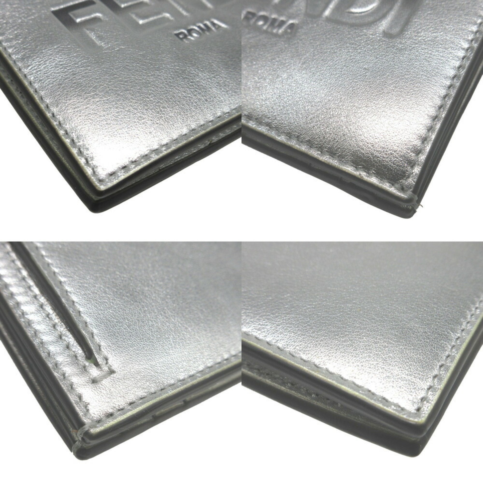 Fendi Silver Leather Wallet (Bi-Fold)