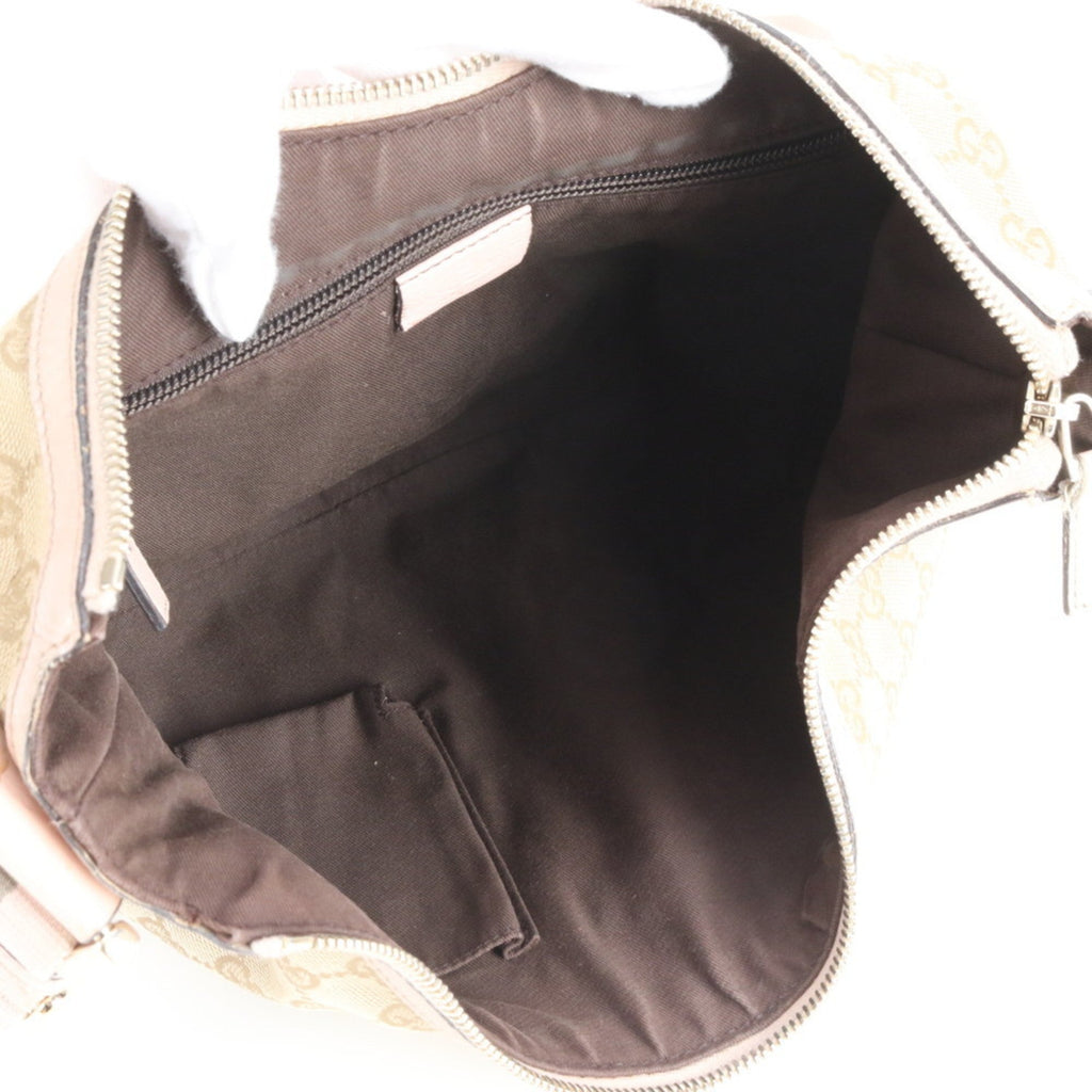 Gucci Beige Leather Canvas Handbag Shoulder Bag Tote Bag (Pre-Owned)
