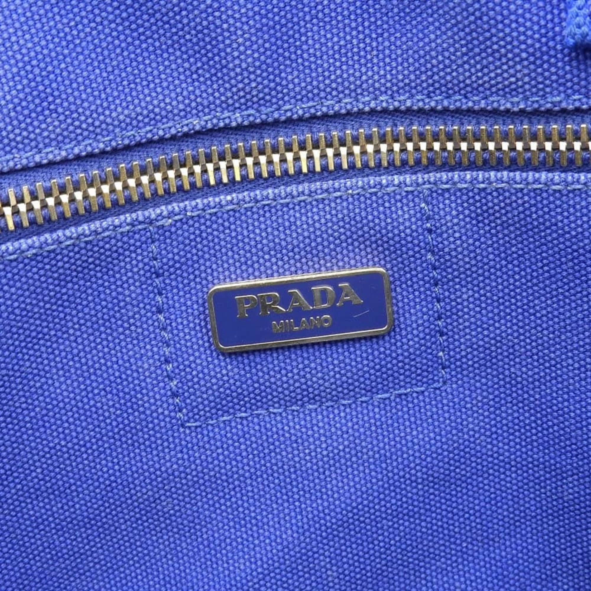 Prada Blue Canvas Handbag Tote Bag
