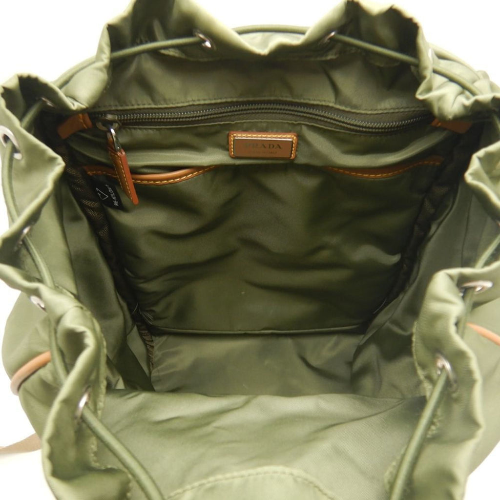 Prada Khaki Nylon Leather Backpack