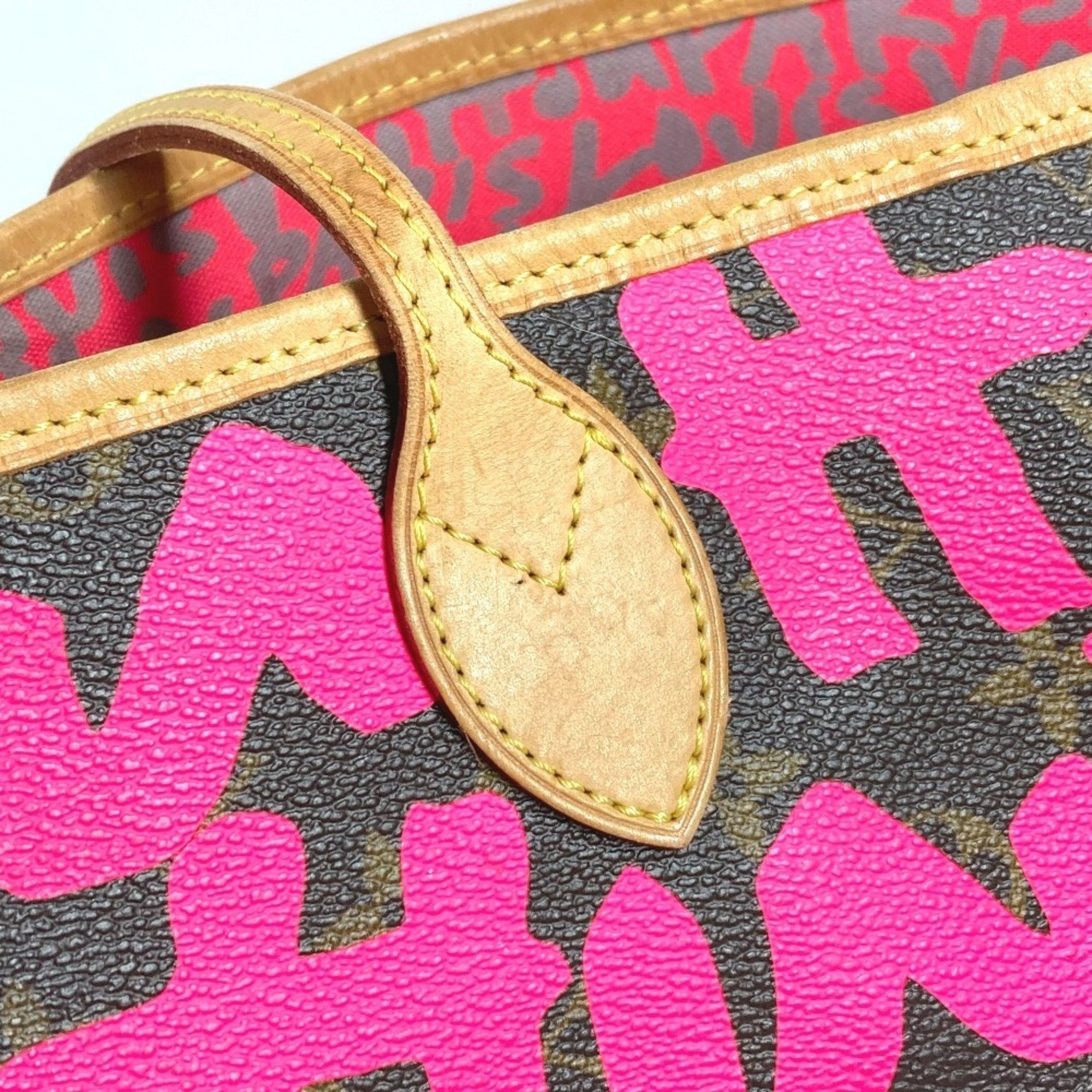 Louis Vuitton Fuchsia Pink Galle Pink Monogram Graffiti Shoulder Bag Tote Bag